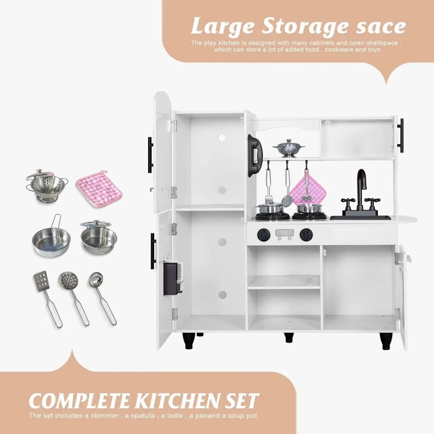 Wooden Kitchen Playset For Toddlers Featuring Lights from PriceLows™