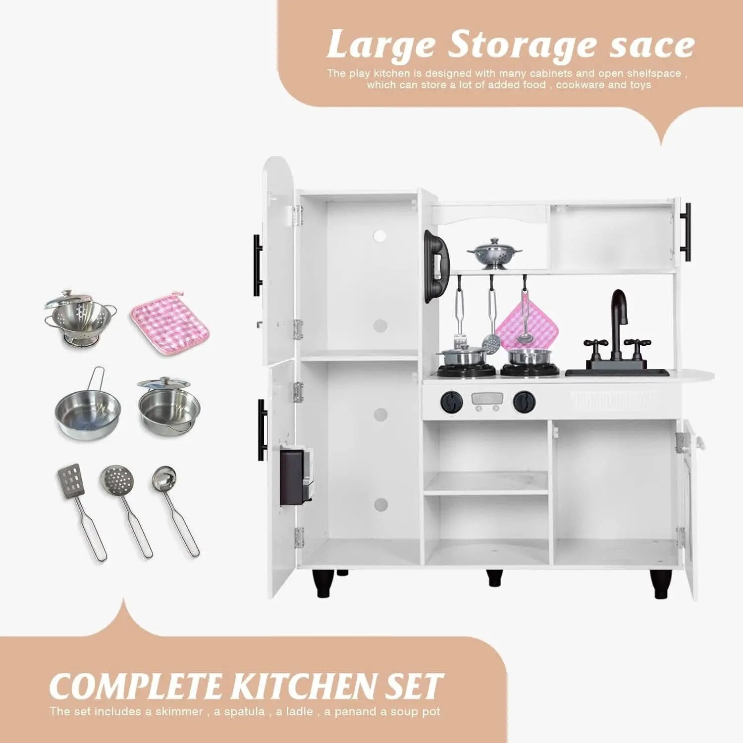 Wooden Kitchen Playset For Toddlers Featuring Lights from PriceLows™