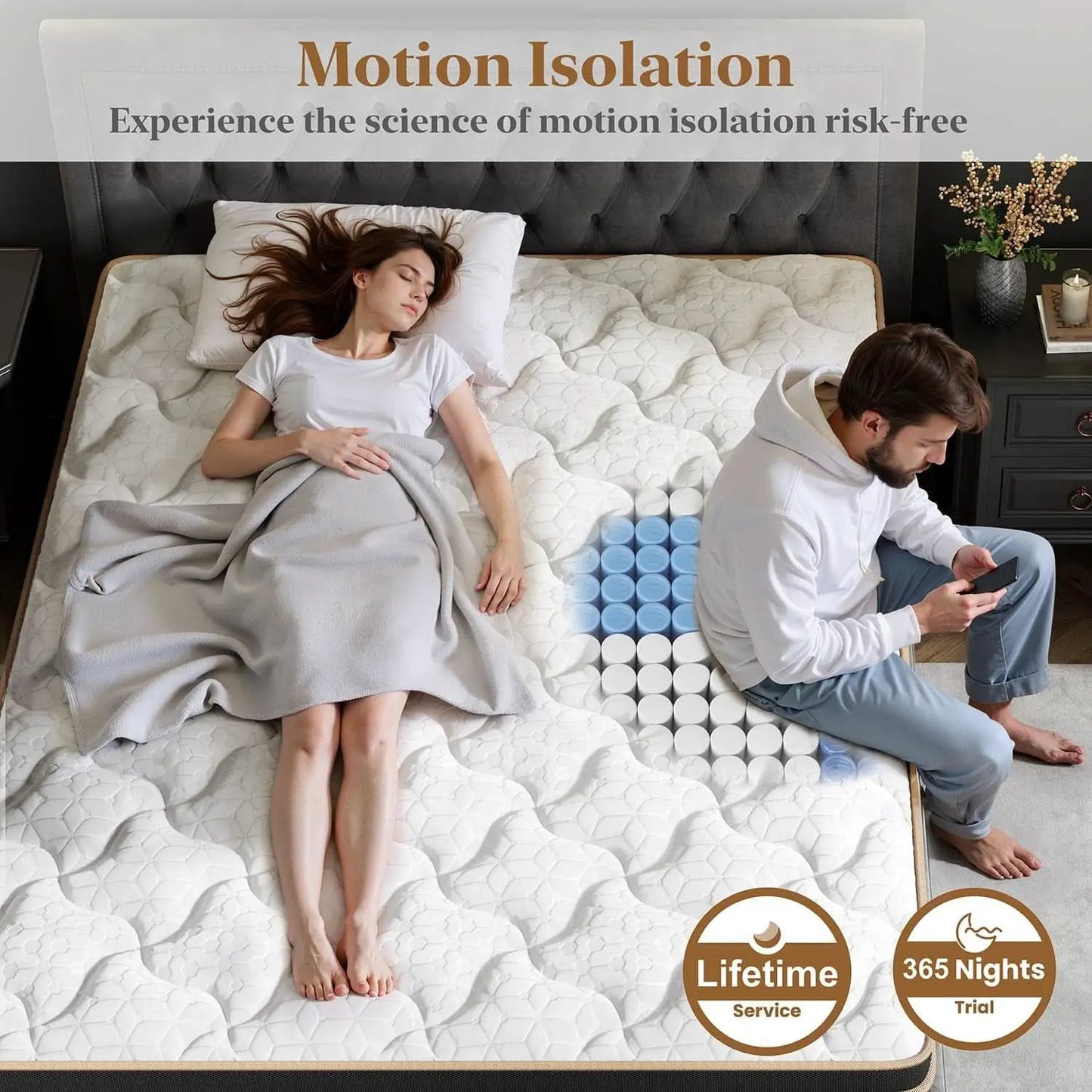 Queen Cooling Hybrid Mattress 14 Inch Certipur US Certified from PriceLows™
