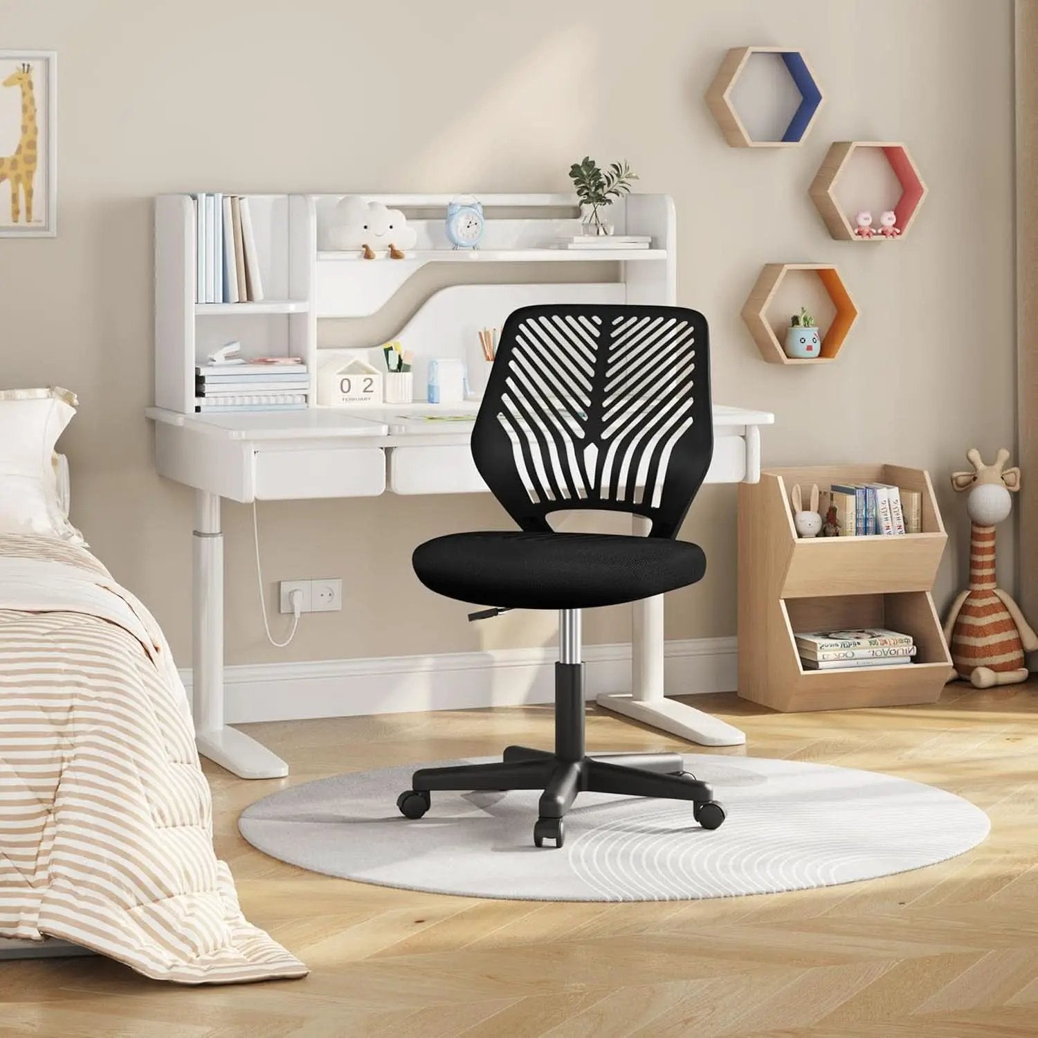 Low Back Armless Desk Chair With Lumbar Support Black from PriceLows™