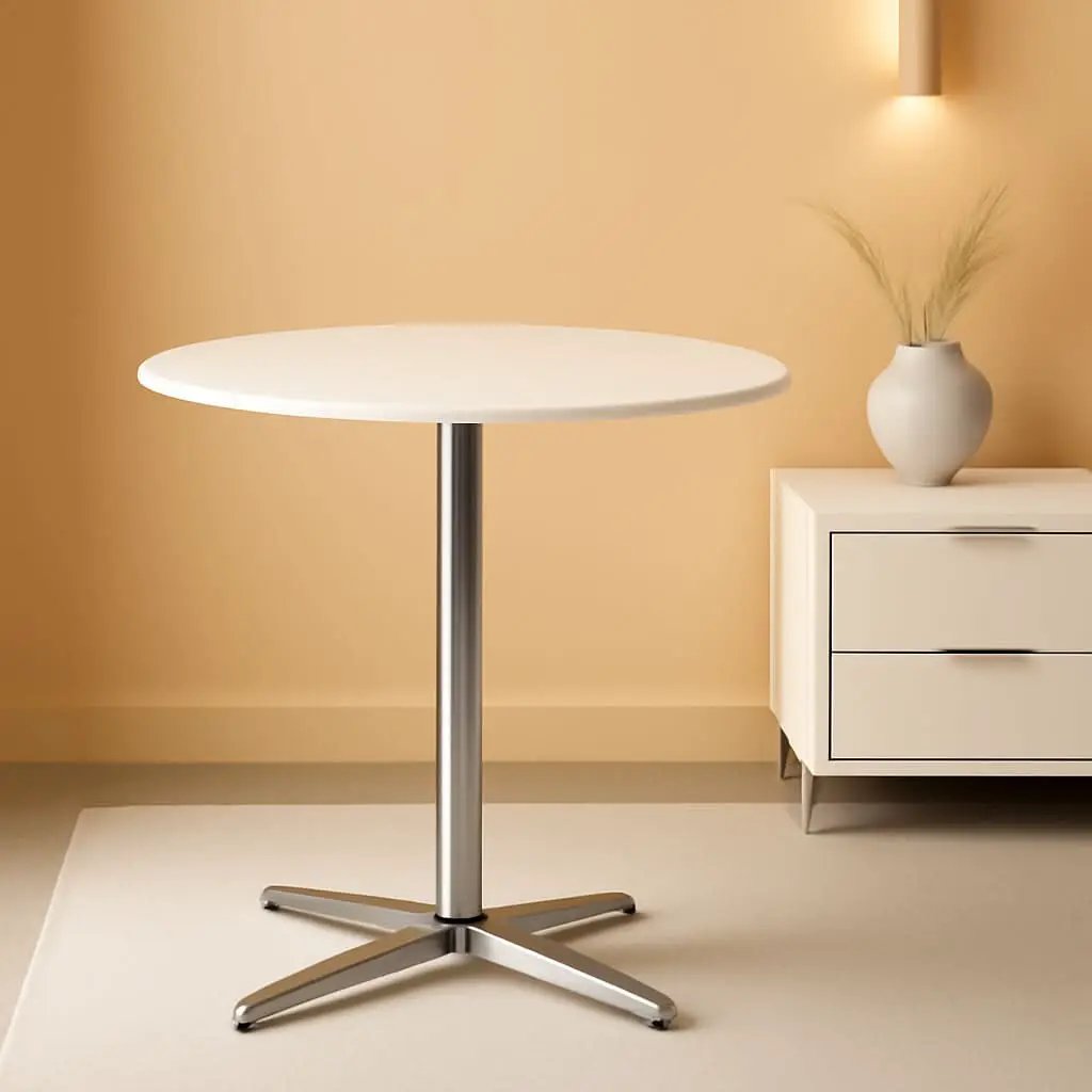 White Round Pub Table With Sturdy Crossbase 39 Inches from PriceLows™