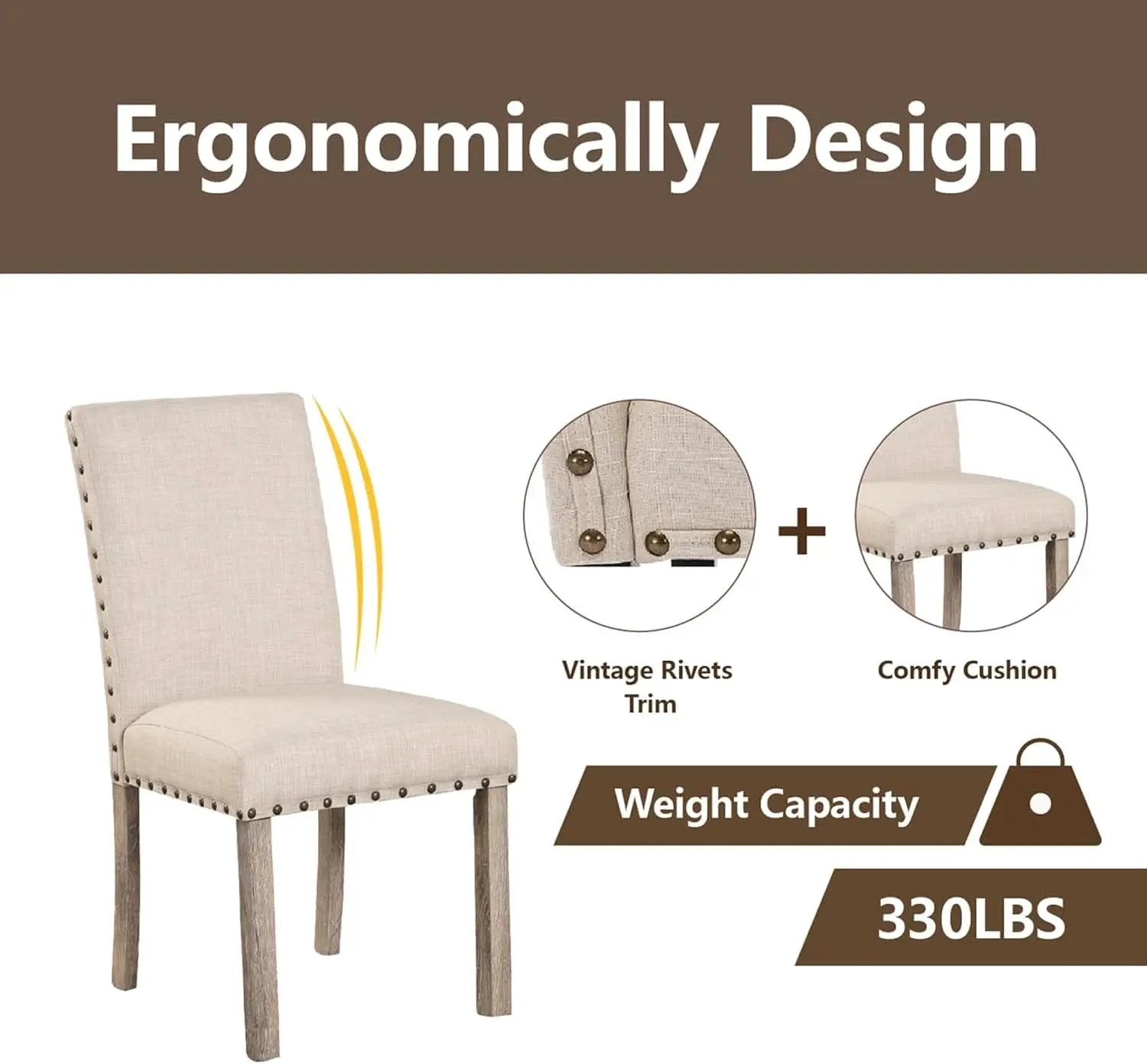 Rustic Dining Table Set Six NailheadAccents Chairs from PriceLows™