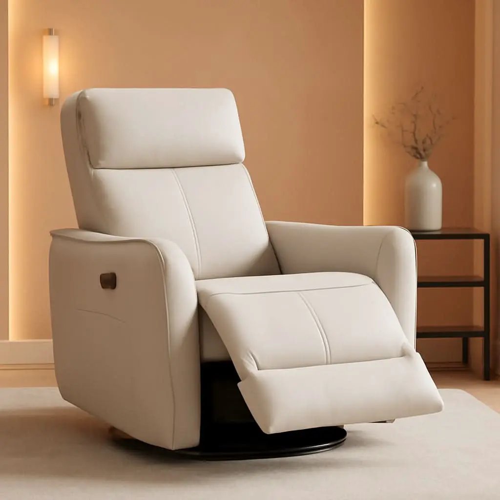 Beige Power Recliner With USB Port And Glider Rocker from PriceLows™