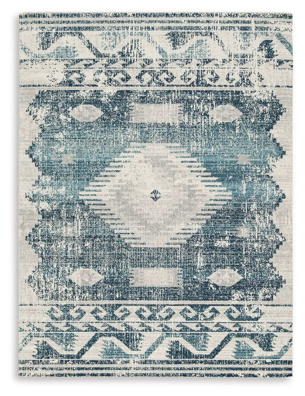 Daddridge Indoor Outdoor Rug | 94.5 x 119.25 Inch | Persian Medallion Design | Low Pile