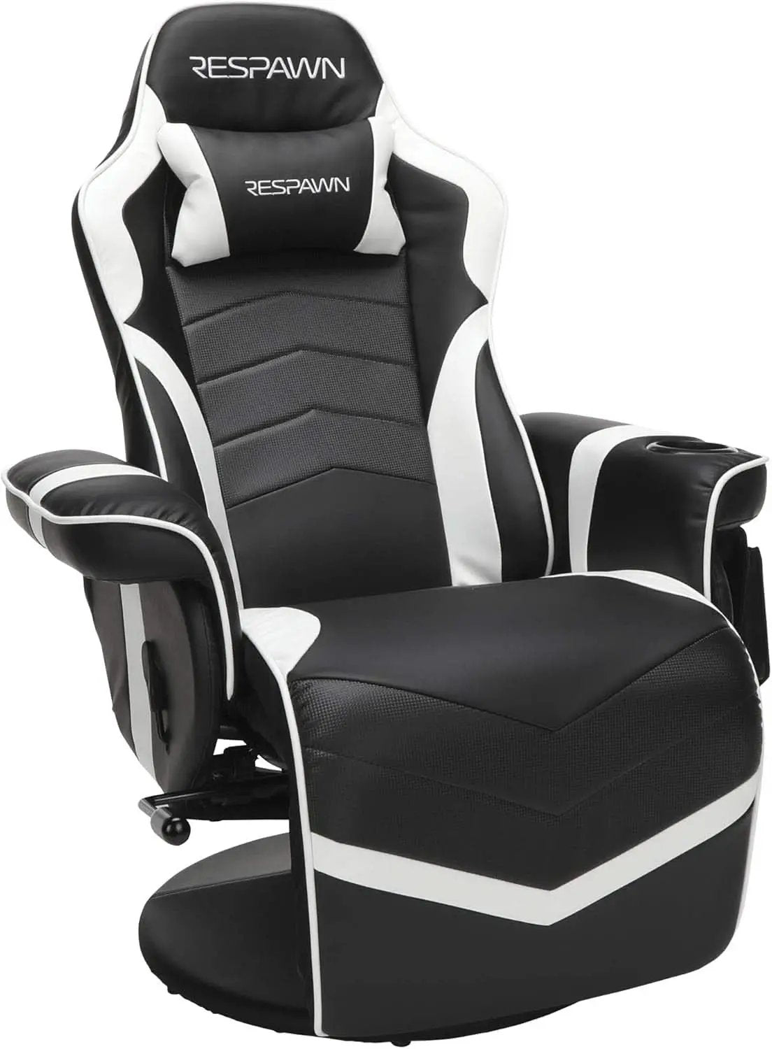 White Gaming Recliner Cupholder And Adjustable Footrest from PriceLows™