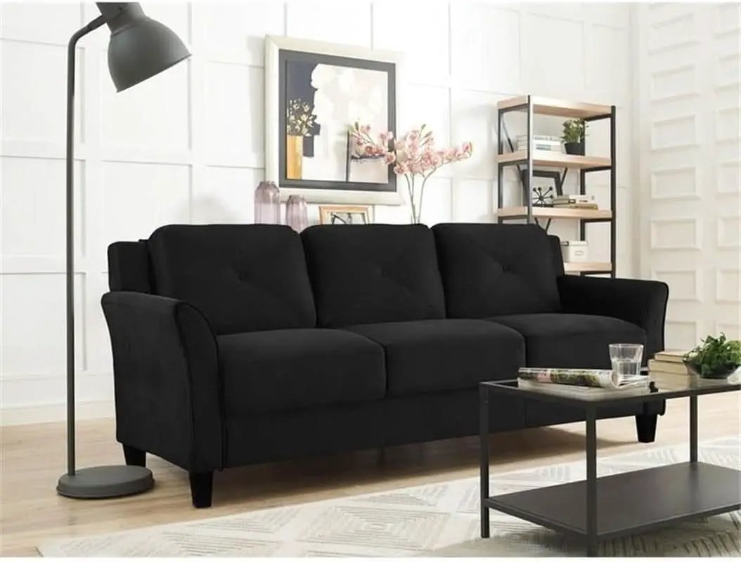 Two Piece Polyester Microfiber Upholstered Sofa Set With 78 Inch Wide Sofa And 56 Inch Wide Loveseat In Black from PriceLows™