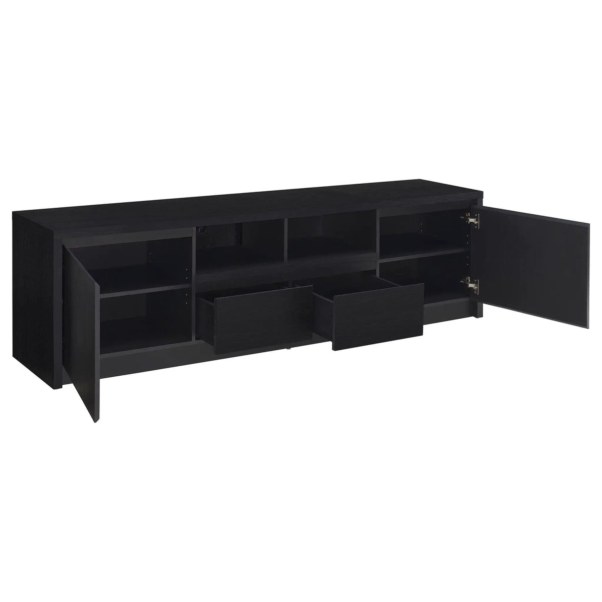 Winfield 78-inch 2-door TV Stand Media Console | 78 x 15.5 x 22 in | Engineered Wood & Veneer | Black