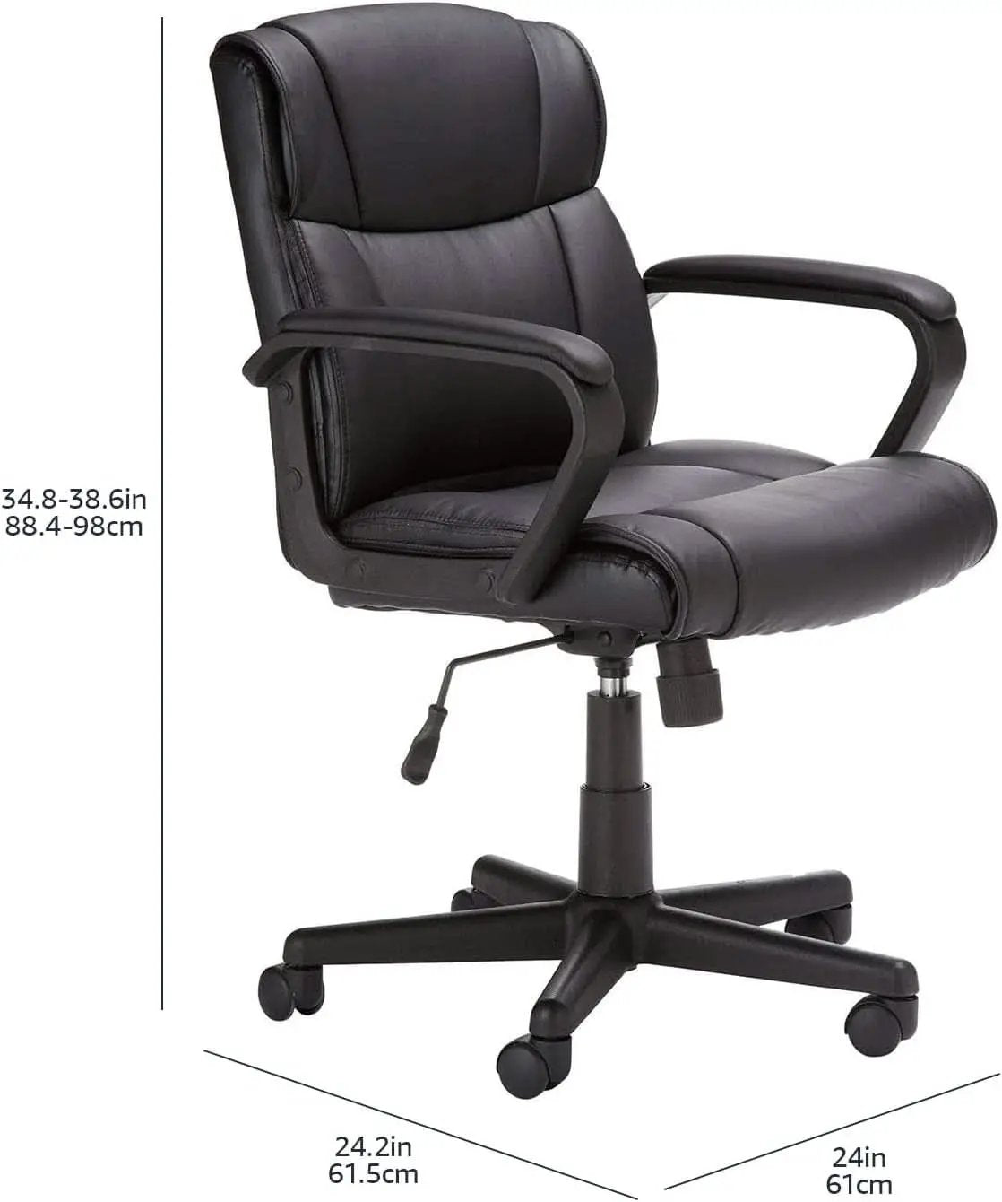 Black Office Chair With Padded Armrests Height Adjustable from PriceLows™