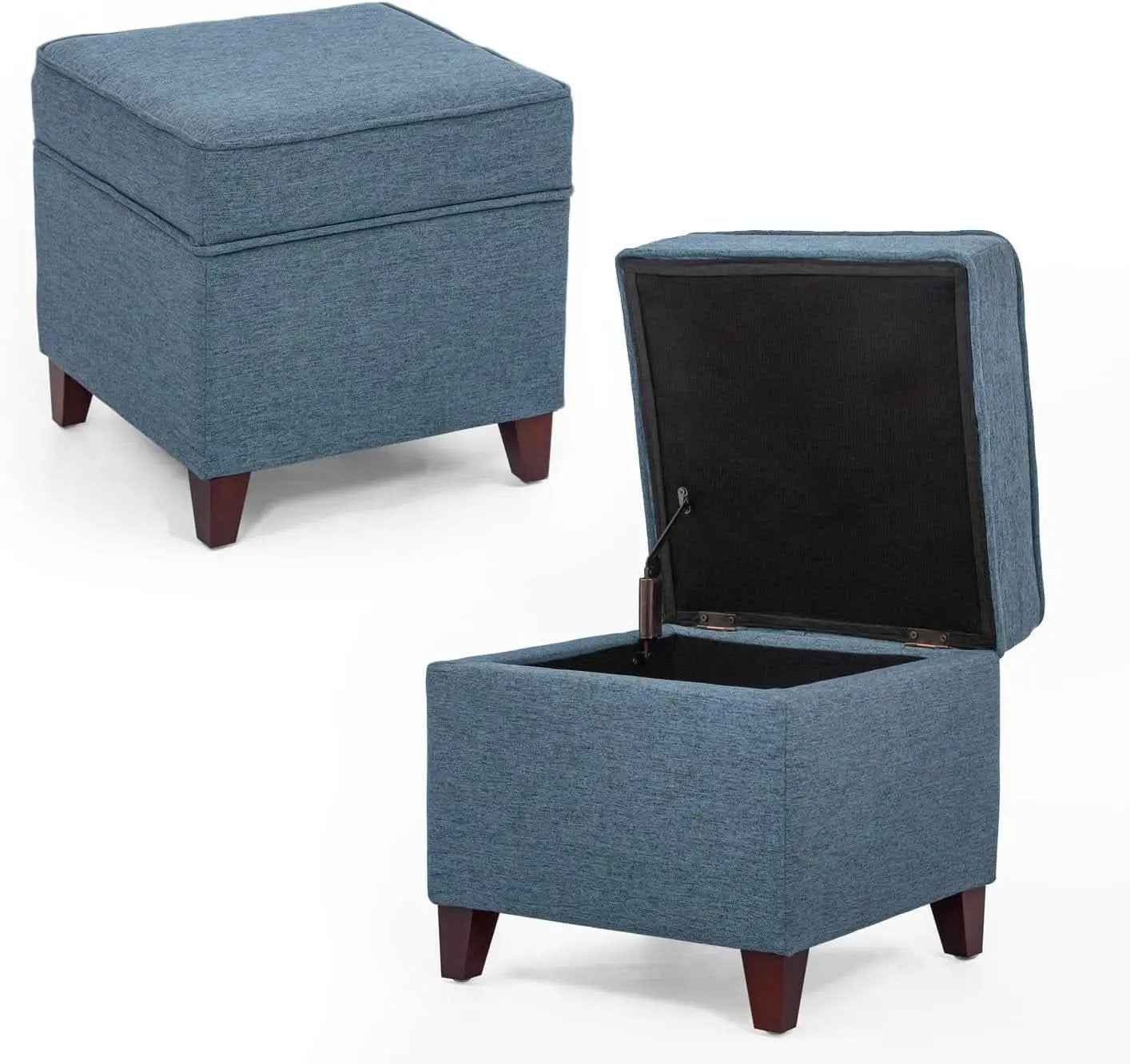 Seventeen Inch Electric Blue Storage Ottoman Hinged Lid from PriceLows™