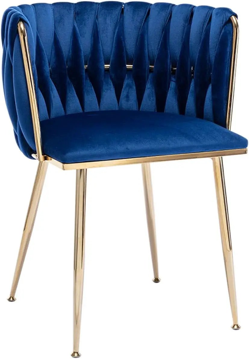 Blue Velvet Modern Dining Chairs Set Of 4 With Gold Legs from PriceLows™