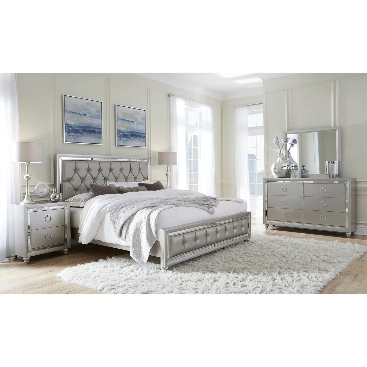 Chloe Elegant Design Bed | 2 Pieces | Solid Wood | Bedroom