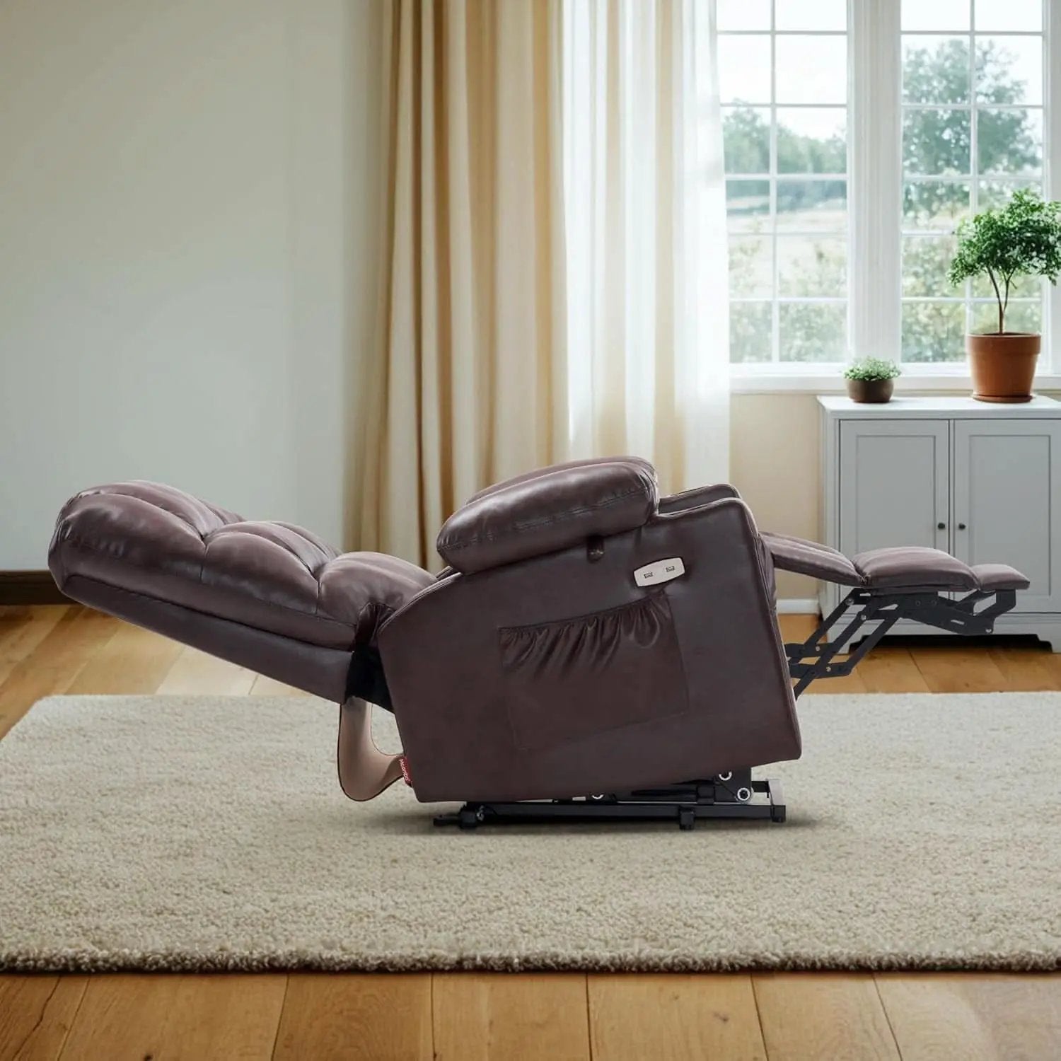 Dark Brown Lift Recliner With Massage For Elderly People from PriceLows™