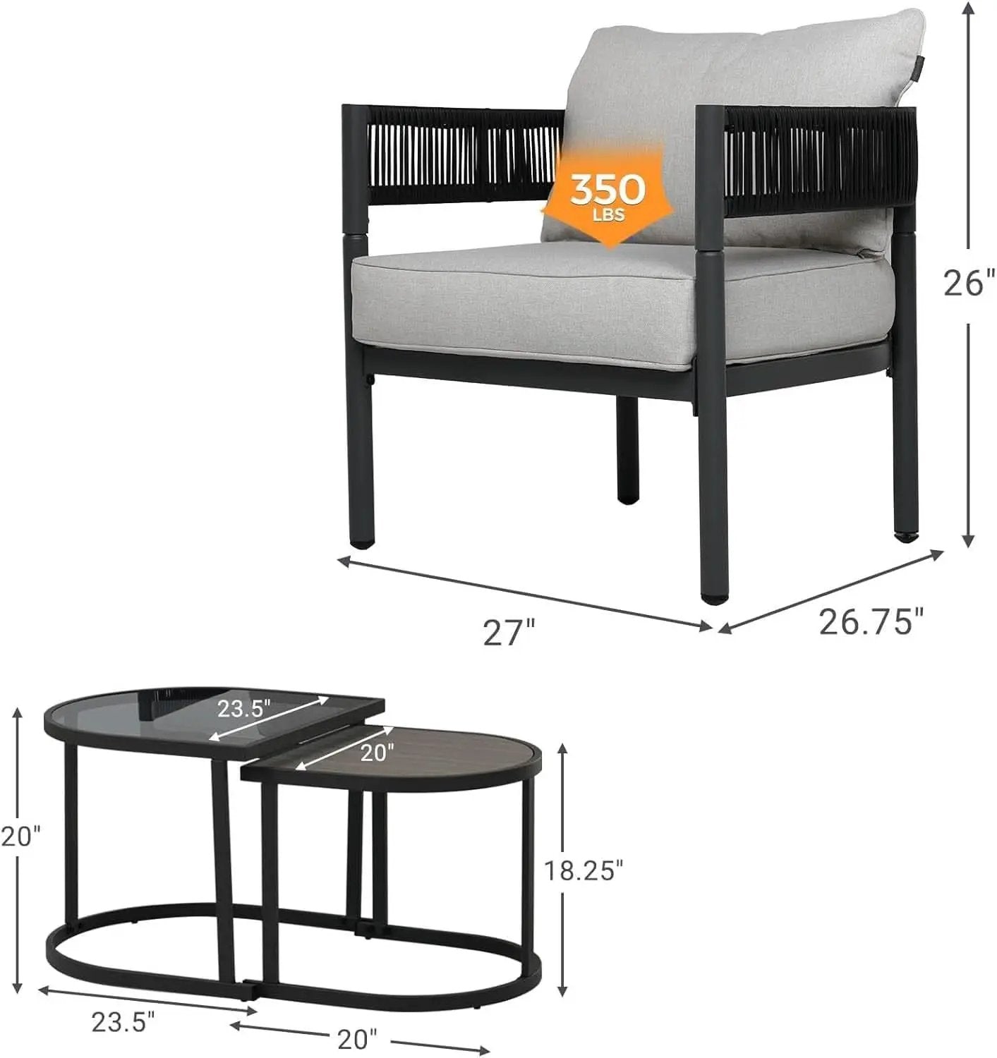 4 Piece Outdoor Wicker Conversation Set With 2 Chairs from PriceLows™