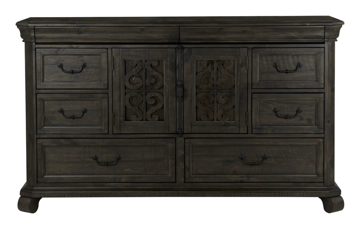 Bellamy Drawer Dresser With Shaped Mirror | Dresser & Mirror | Glass & Veneer | Peppercorn