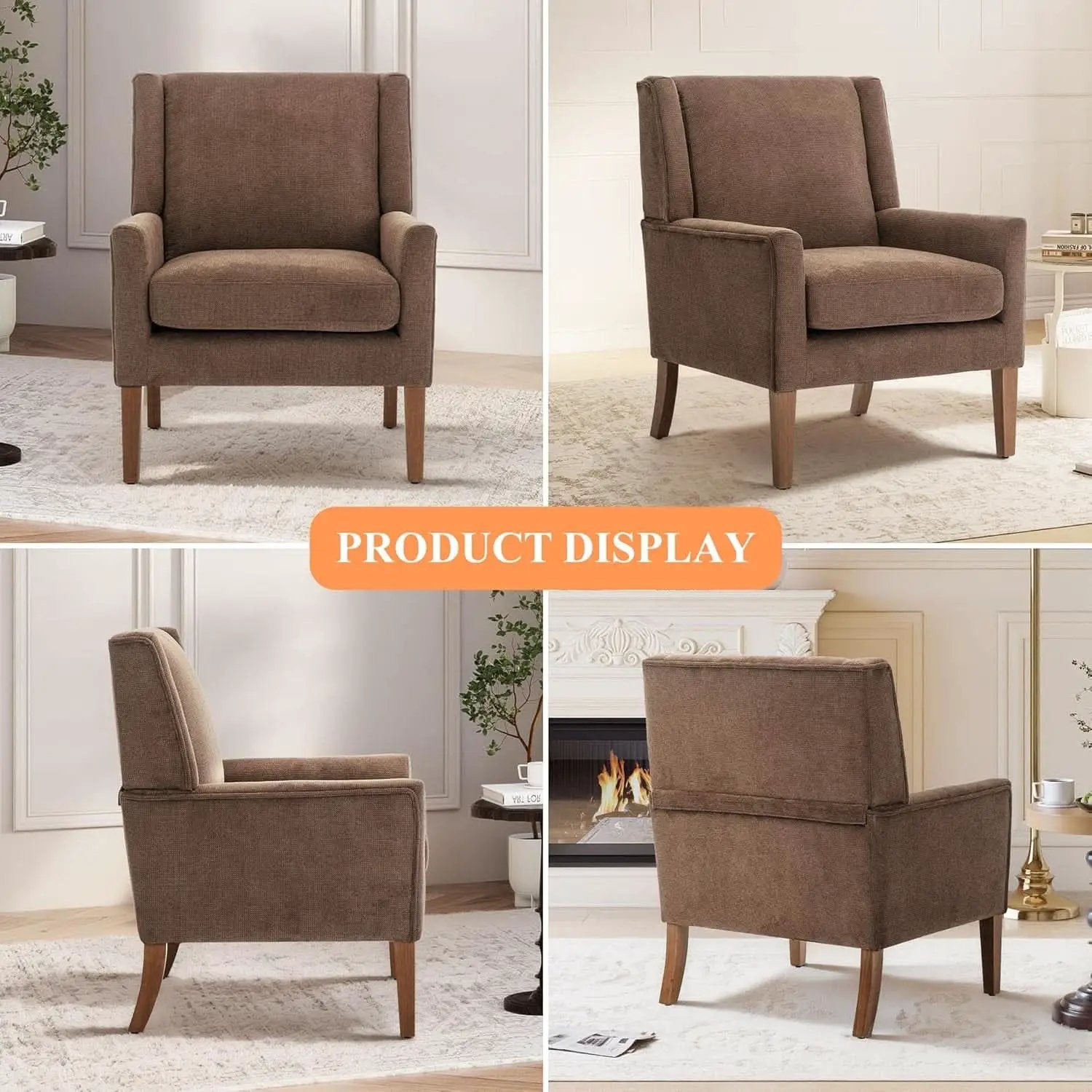 Oversized Mid Century Fabric Charcoal Accent Chair from PriceLows™