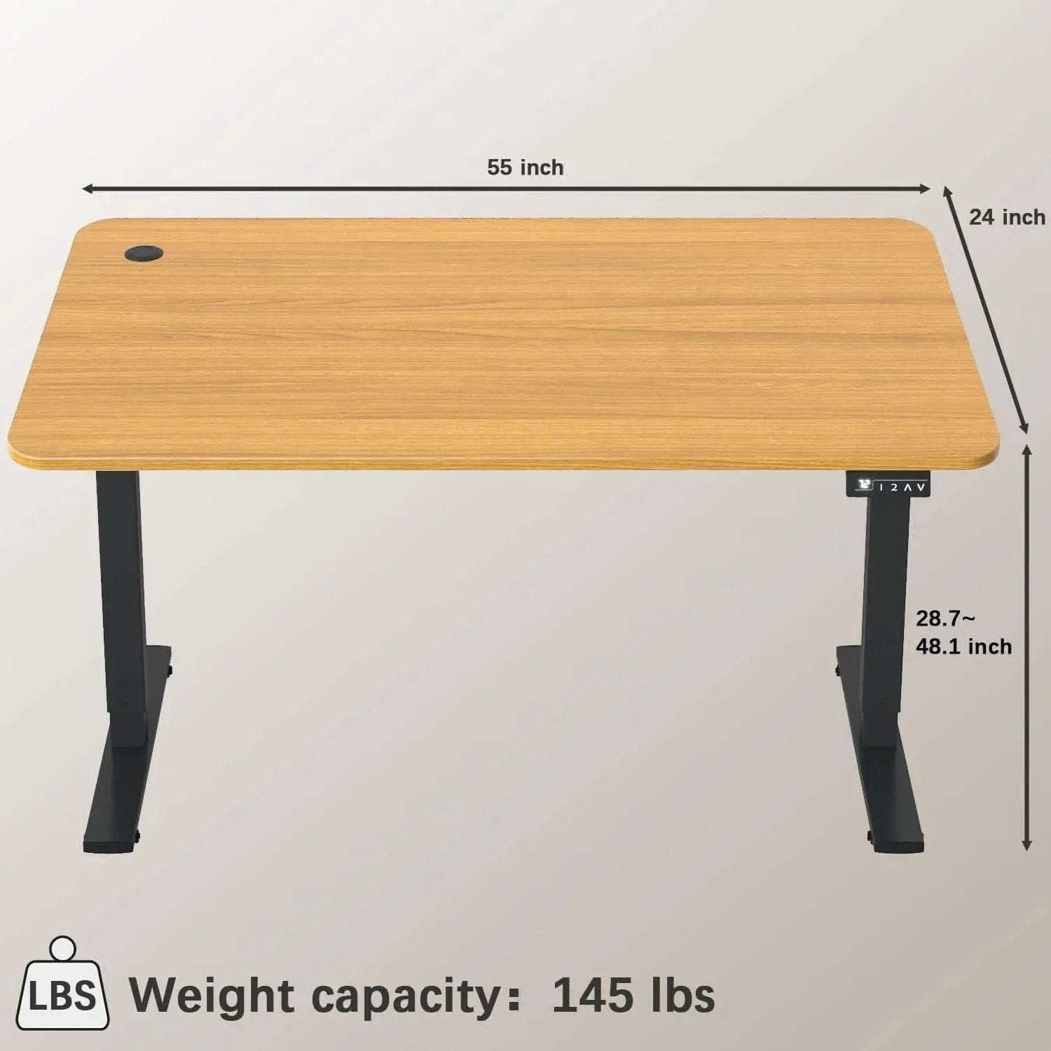 Electric Height Adjustable Standing Desk 55x24 Memory Preset from PriceLows™