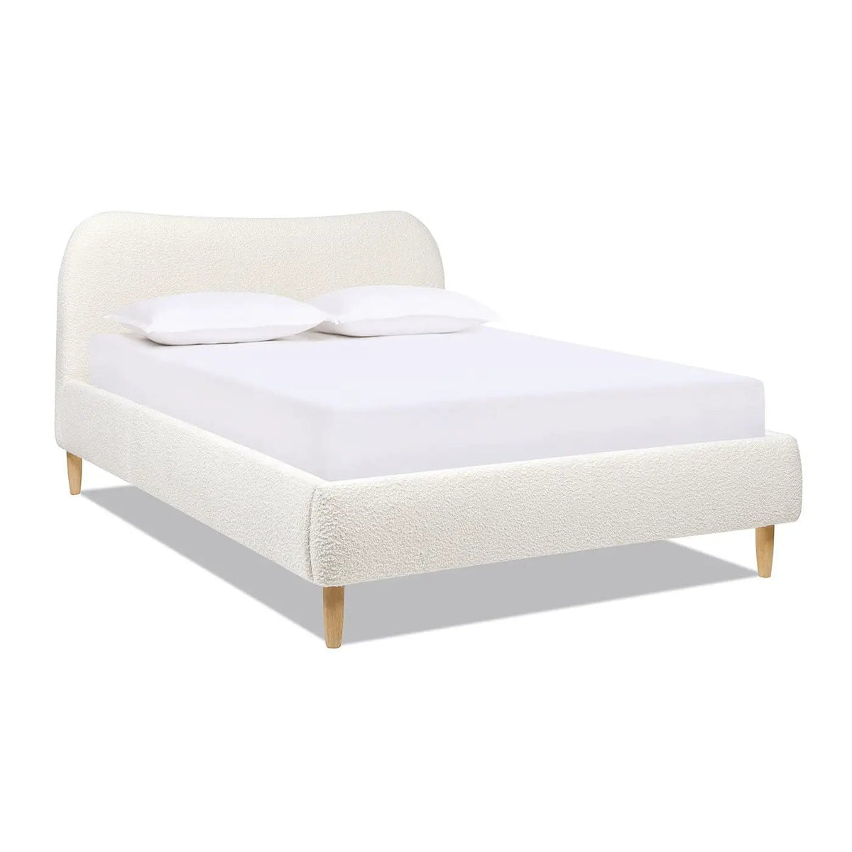 Roman Upholstered Platform Bed | Curved Headboard | Upholstered Rails | Eco-Friendly Construction