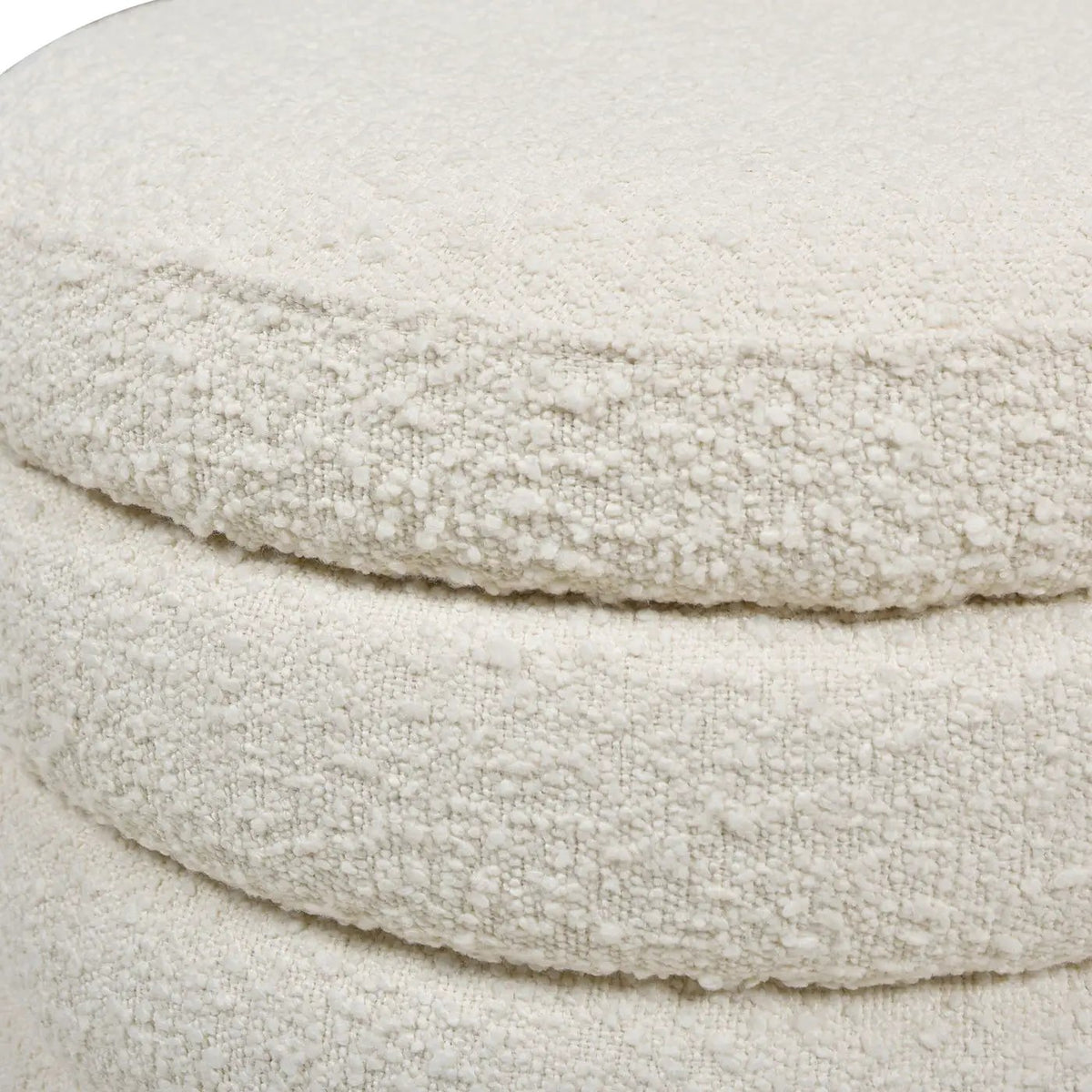 Fuji Oversized Round Storage Ottoman | Kiln-Dried Birchwood | Handmade Craftsmanship | 19 Inch Height