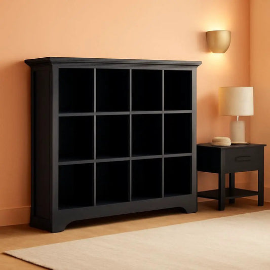 Cube Storage Bookcase With Base Black 12 Cube Lattice Open Shelves from PriceLows™