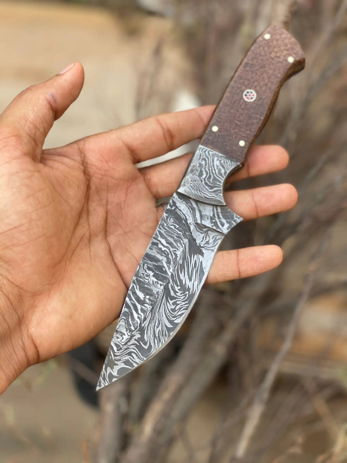 Damascus Bushcraft Knife Hunting, Camping, Survival, Collectors Knife. Groomsmen | Hunting & Survival Knife | Home Use | Home