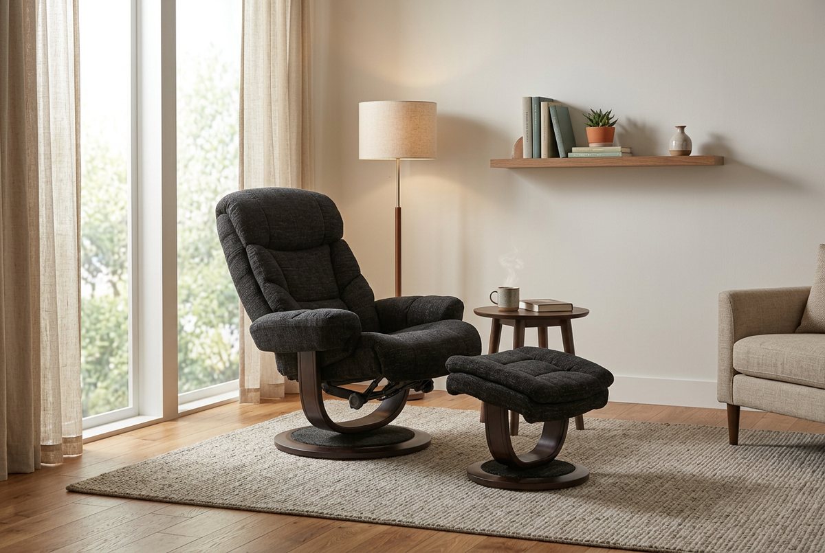 Contemporary Euro Recliner | Plush Cushioning | With Ottoman