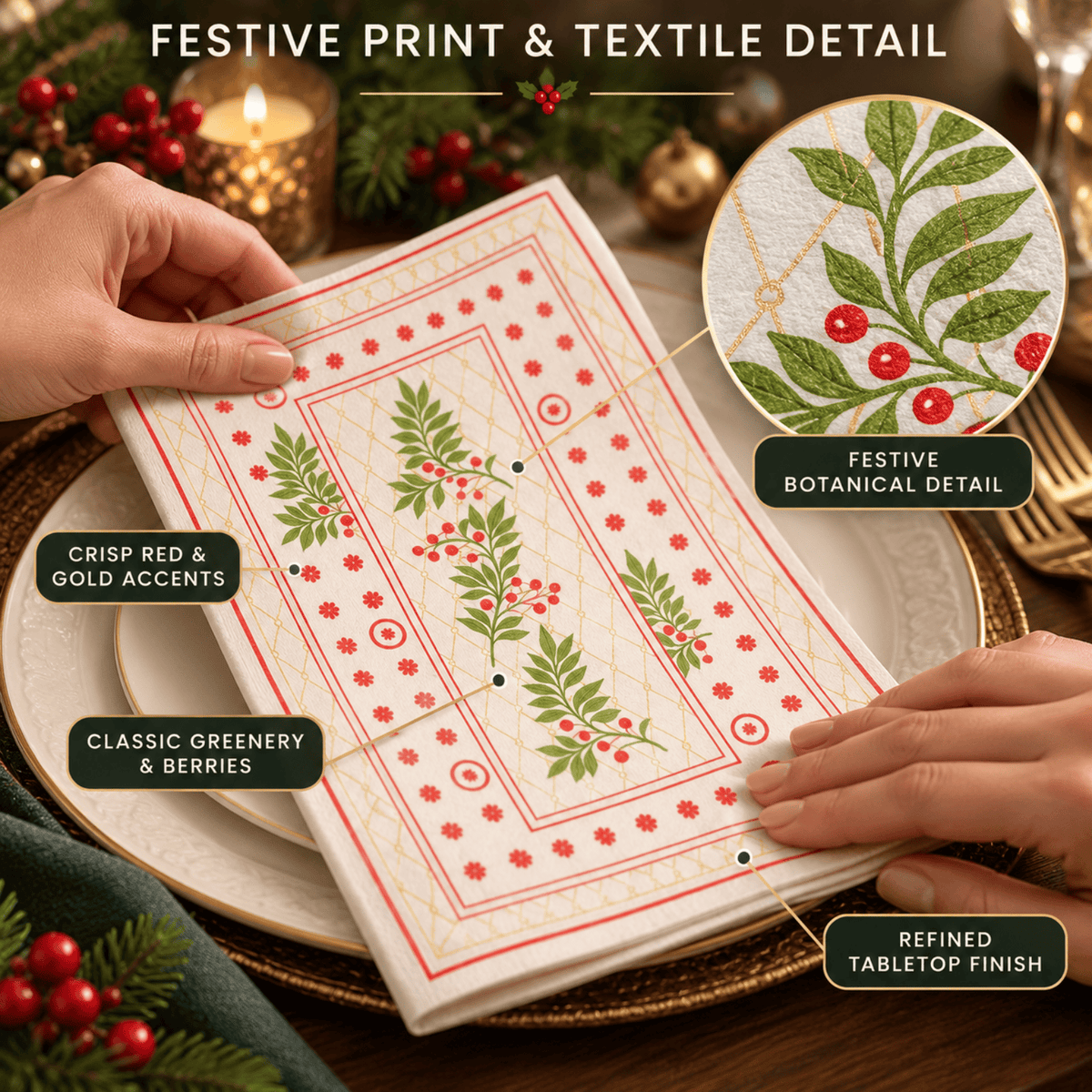 Christmas Disposable Napkins 100 Pieces | Set of 100 | Cloth Napkin | Home Decor