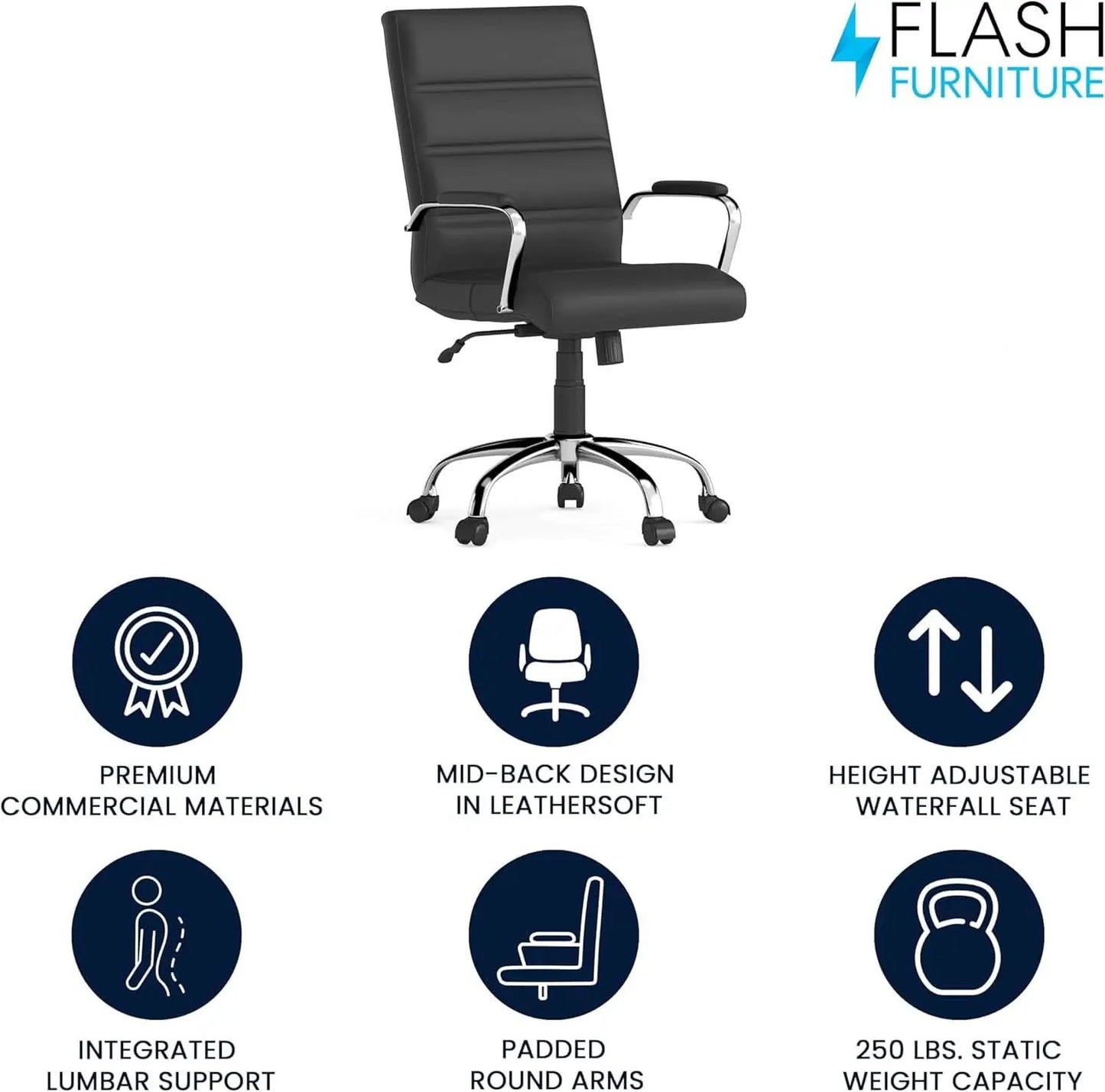 Desk Chair Black Adjustable Office Chair Home Study from PriceLows™