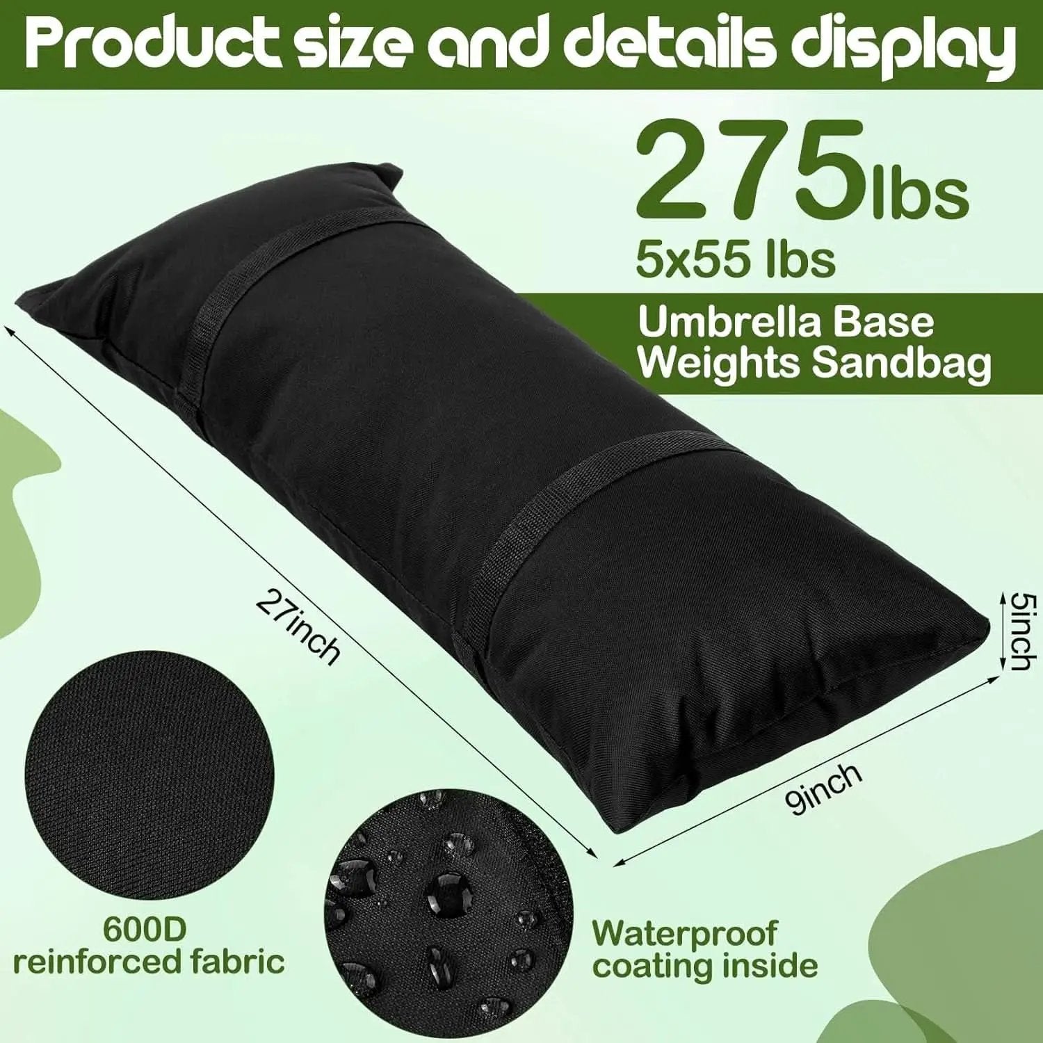 5 Pack 55 Pound Fillable Sandbags Outdoor Umbrella Bases from PriceLows™