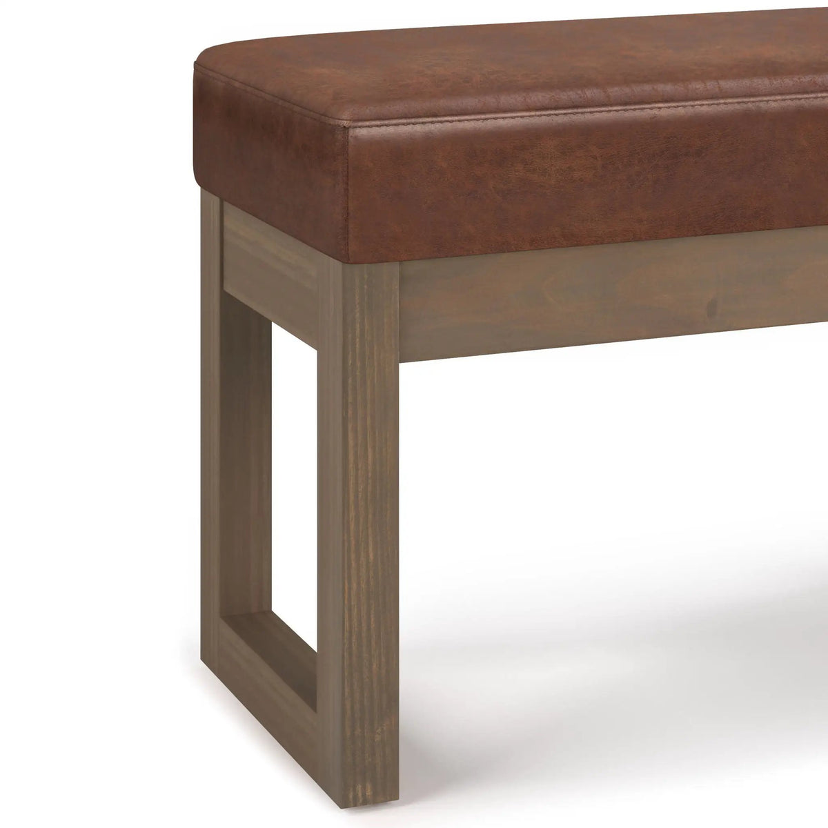 Milltown Upholstered Ottoman Bench | Driftwood Solid Wood Base | Versatile Design | 44.5 Inch Width