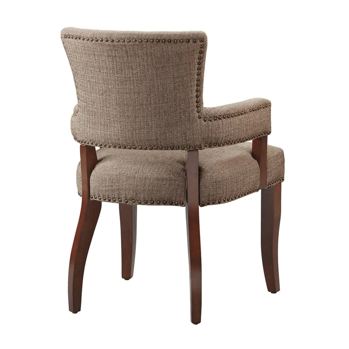 Arm Dining Chair | Brass Nail Head Detailing | Rubberwood And Solid Wood | High-Density Foam