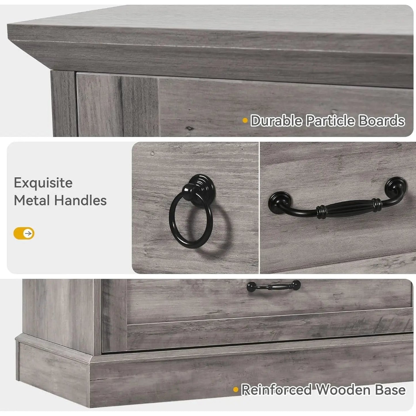 Grey Farmhouse 6 Drawer Dresser 59 Inch Wide With Air Purifier from PriceLows™