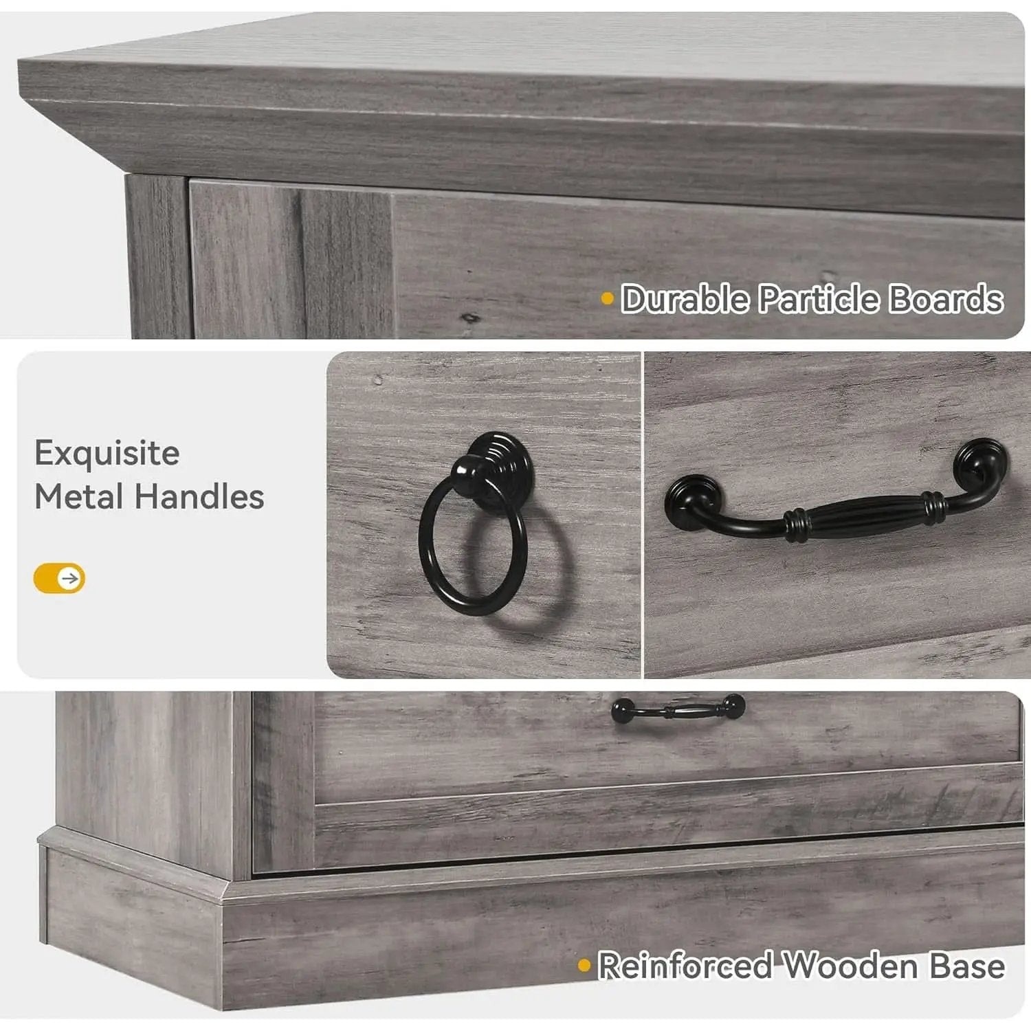 Grey Farmhouse 6 Drawer Dresser 59 Inch Wide With Air Purifier from PriceLows™