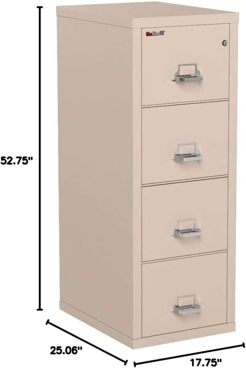 Vertical 4 Drawer Fire Rated File Cabinet Parchment Key Lock from PriceLows™