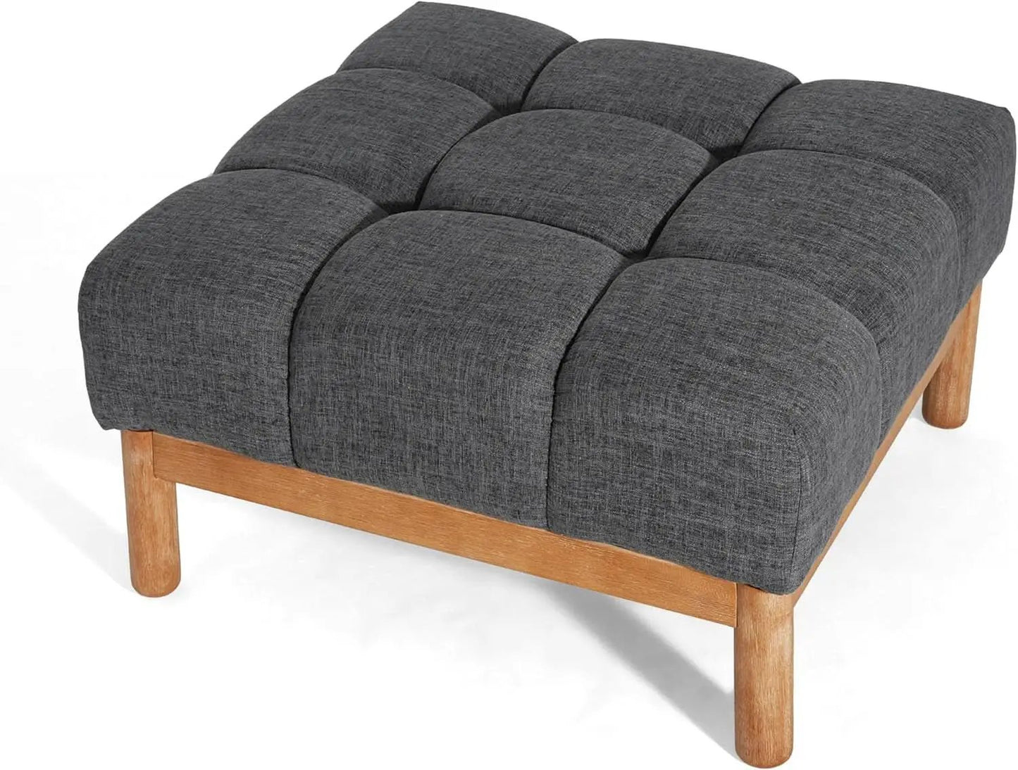 Modern Gray Fabric Ottoman With Walnut Finish WoodFrame from PriceLows™