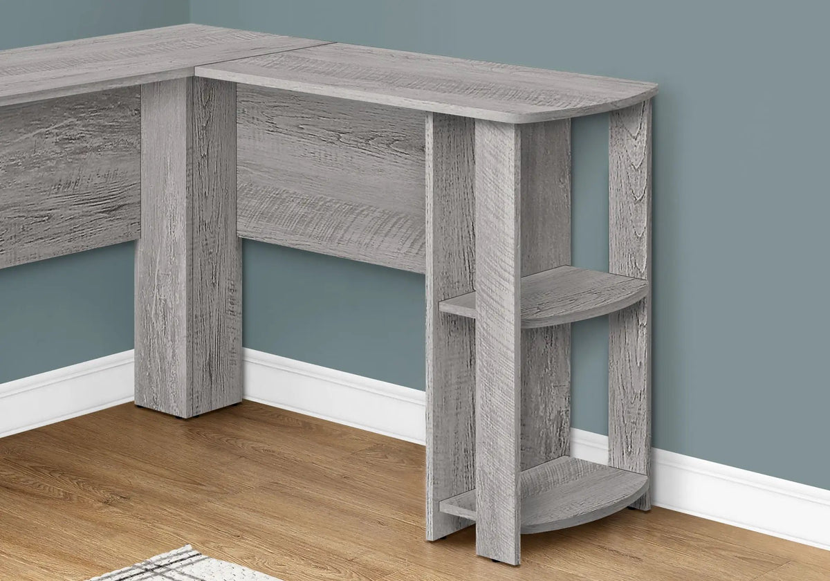 Wood-Look L-Shaped Desk | 47 Inch Width | Open And Closed Right Storage | Space Efficient Corner Design