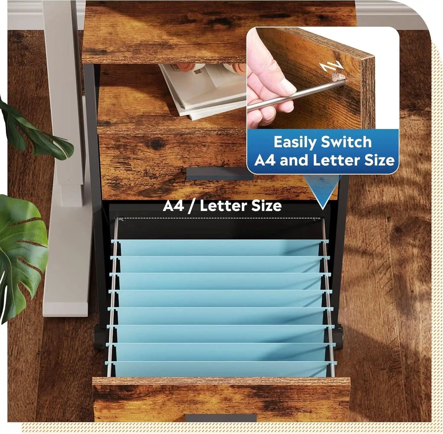 2 Drawer File Cabinet With Mobile Printer Stand Rustic Brown Wood Storage For A4 Or Letter Size Home Office from PriceLows™