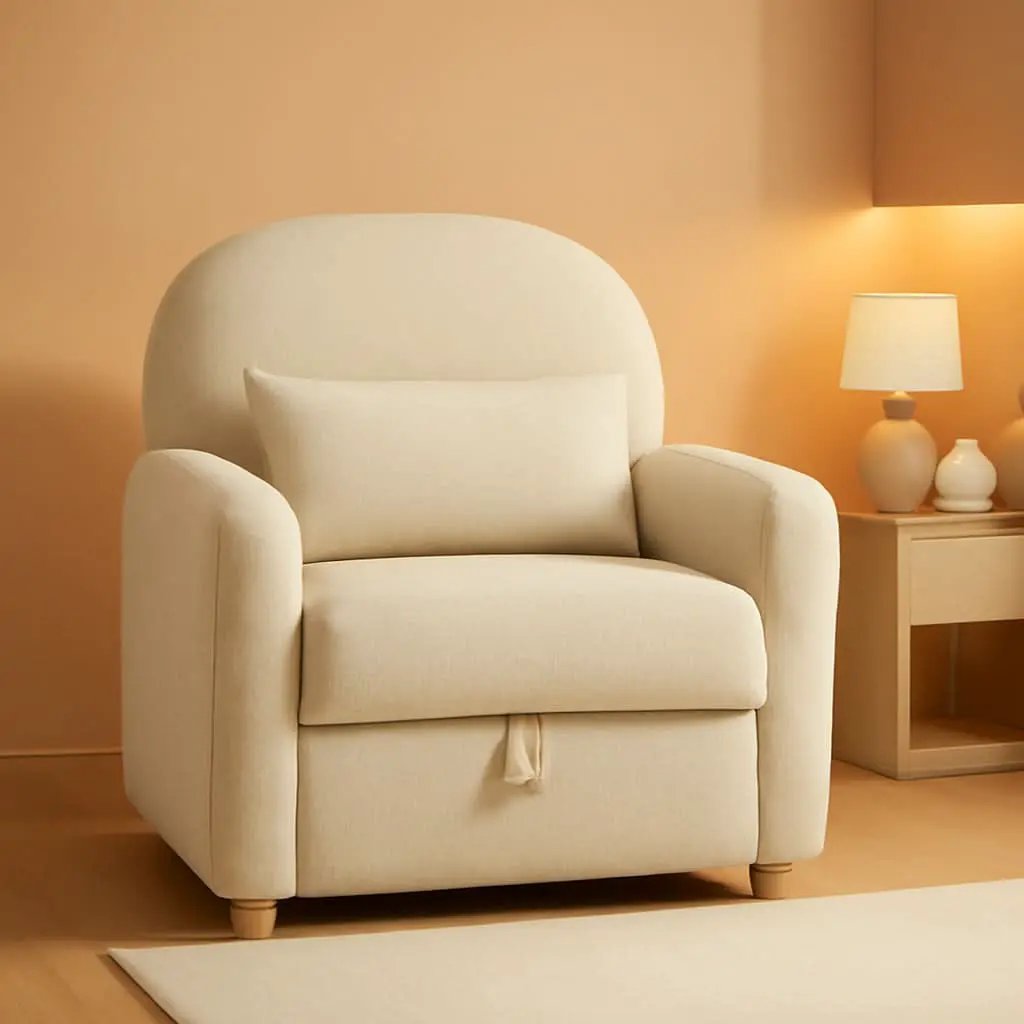 Beige Contemporary Accent Chair With Generous Storage from PriceLows™