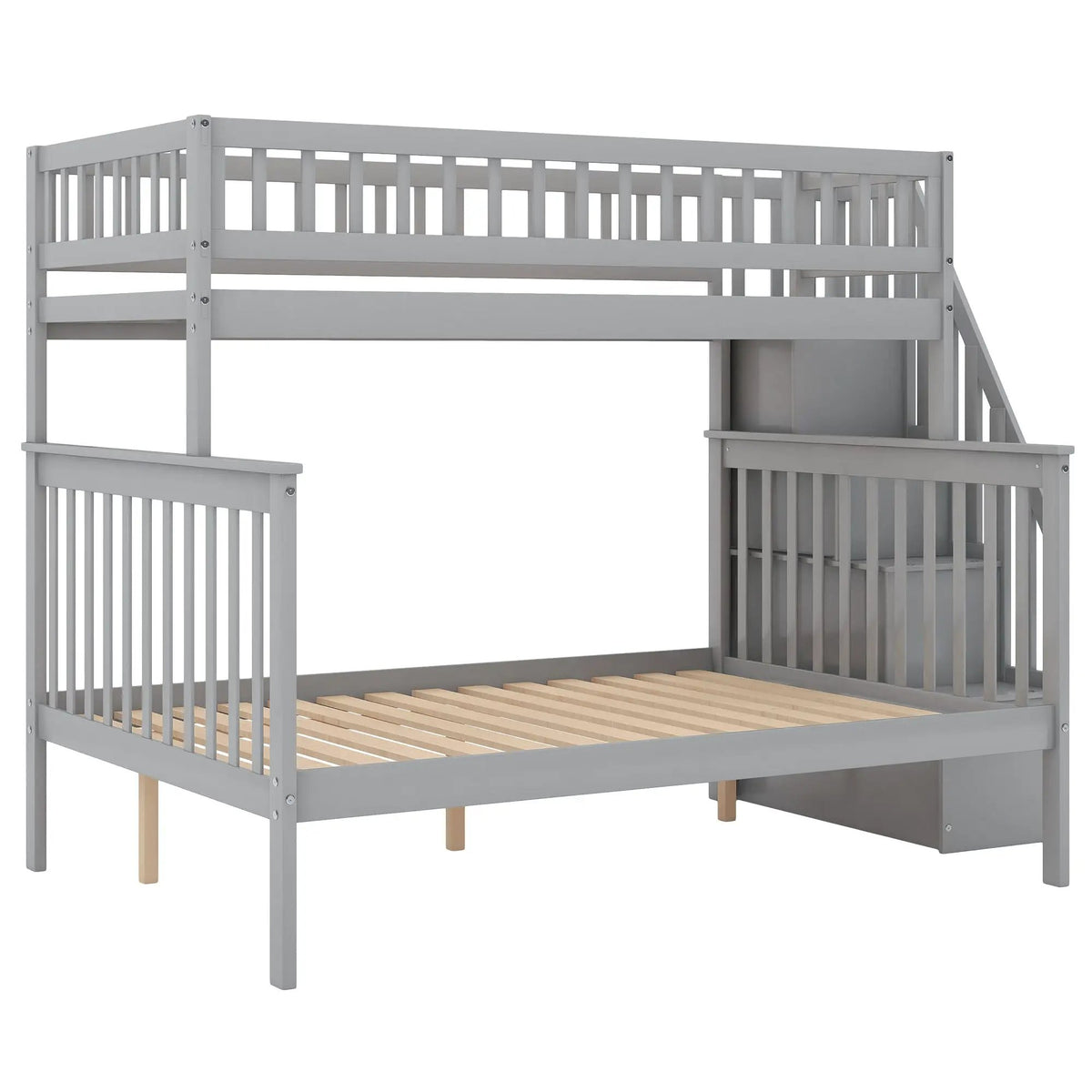 Twin Over Full Bunk Bed | Built In Staircase | Steel Frame