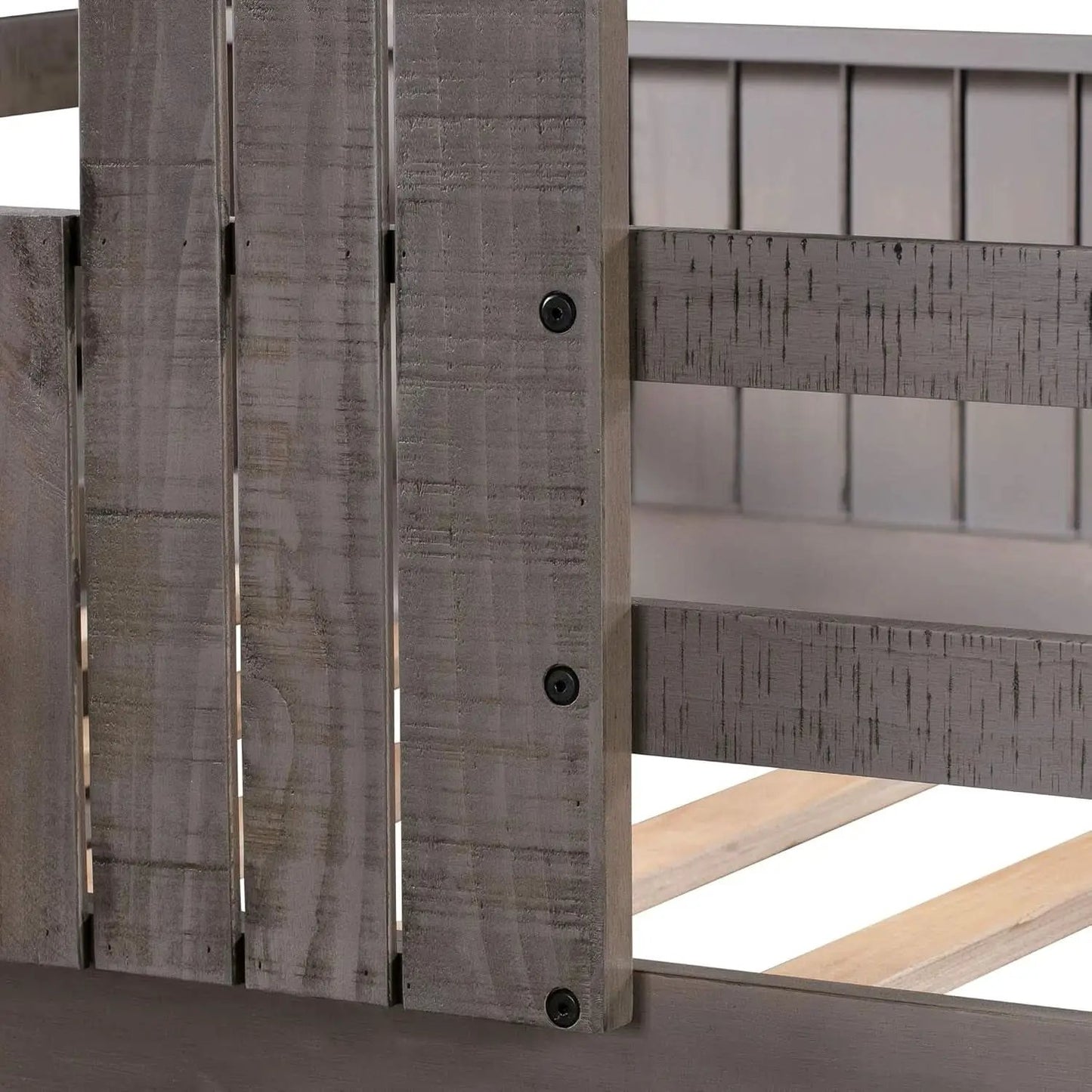 House Bunk Beds Twin Over Full Wood Distressed Grey from PriceLows™