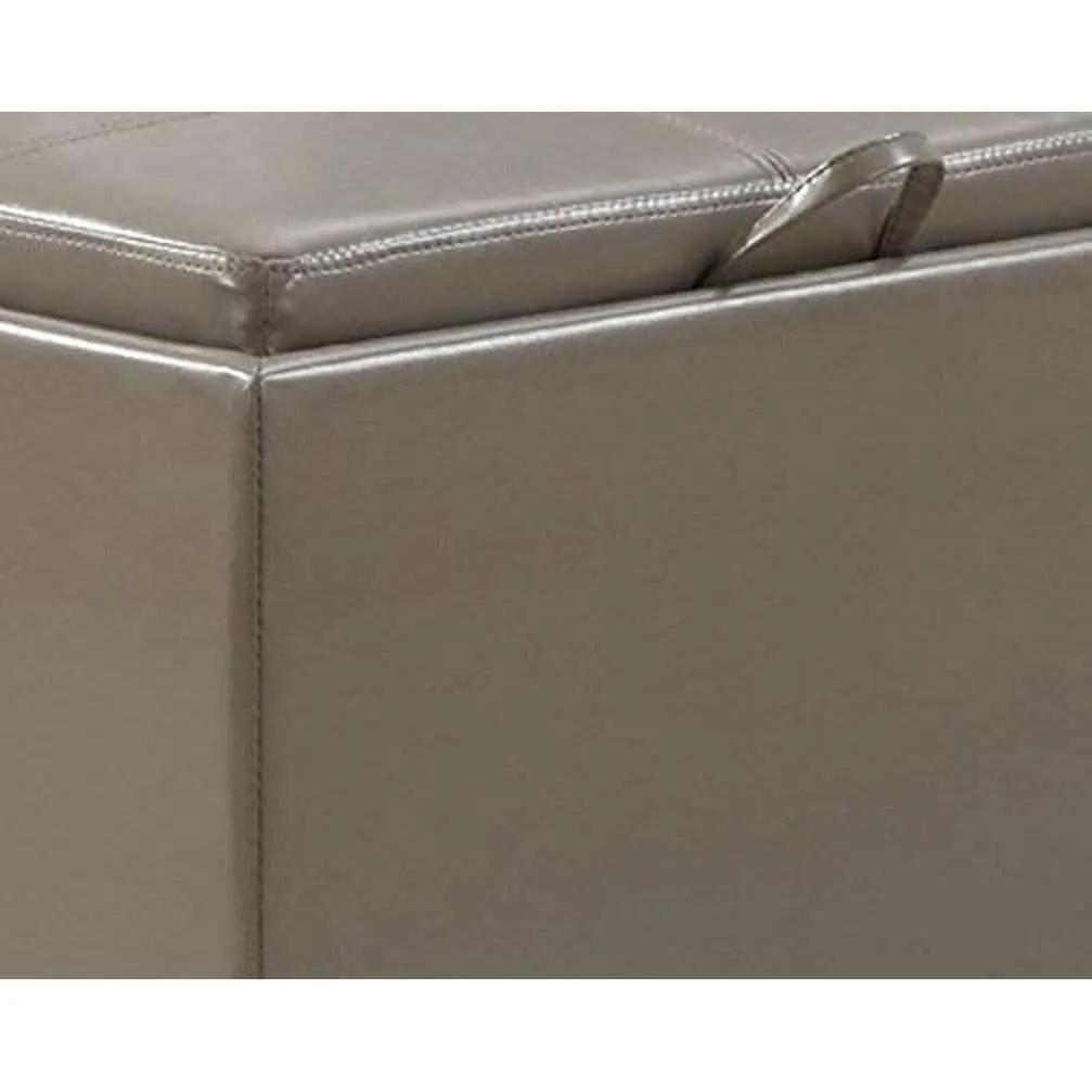 Gray Storage Ottoman With Reversible Tray Top Modern Design from PriceLows™