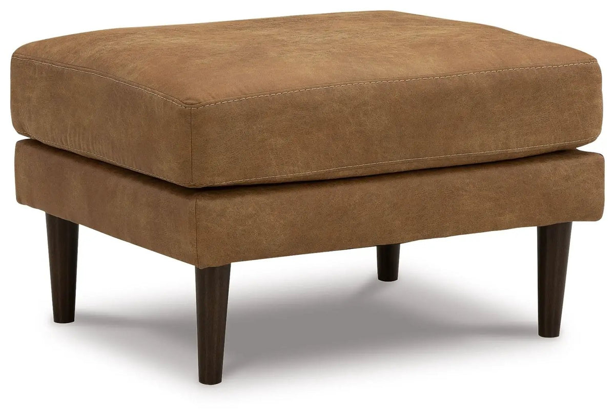 Living Room Set | Caramel Faux Leather | Retro Contemporary Style | Small Scale