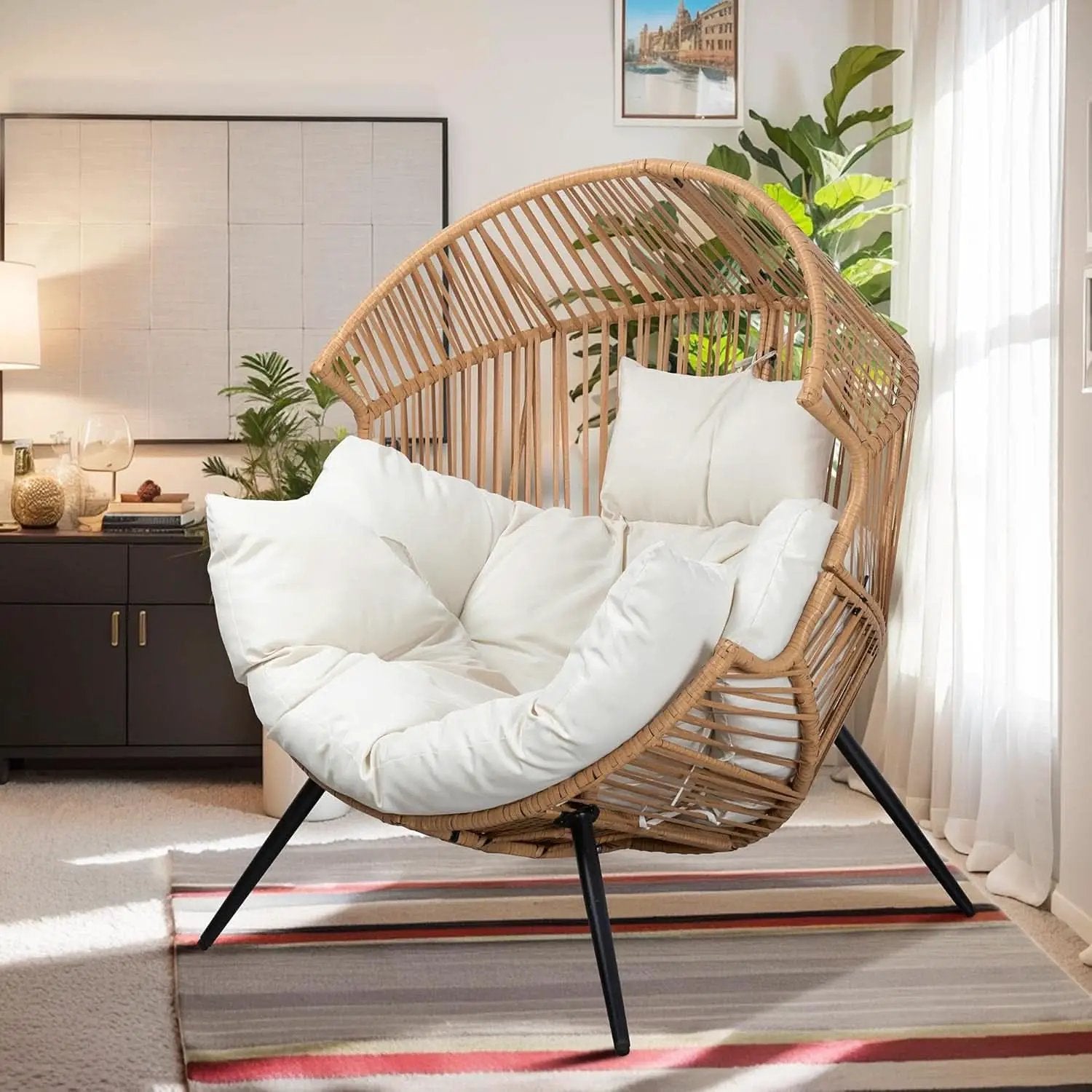Cozy Outdoor Wicker Egg Chair with Soft Cushion from PriceLows™
