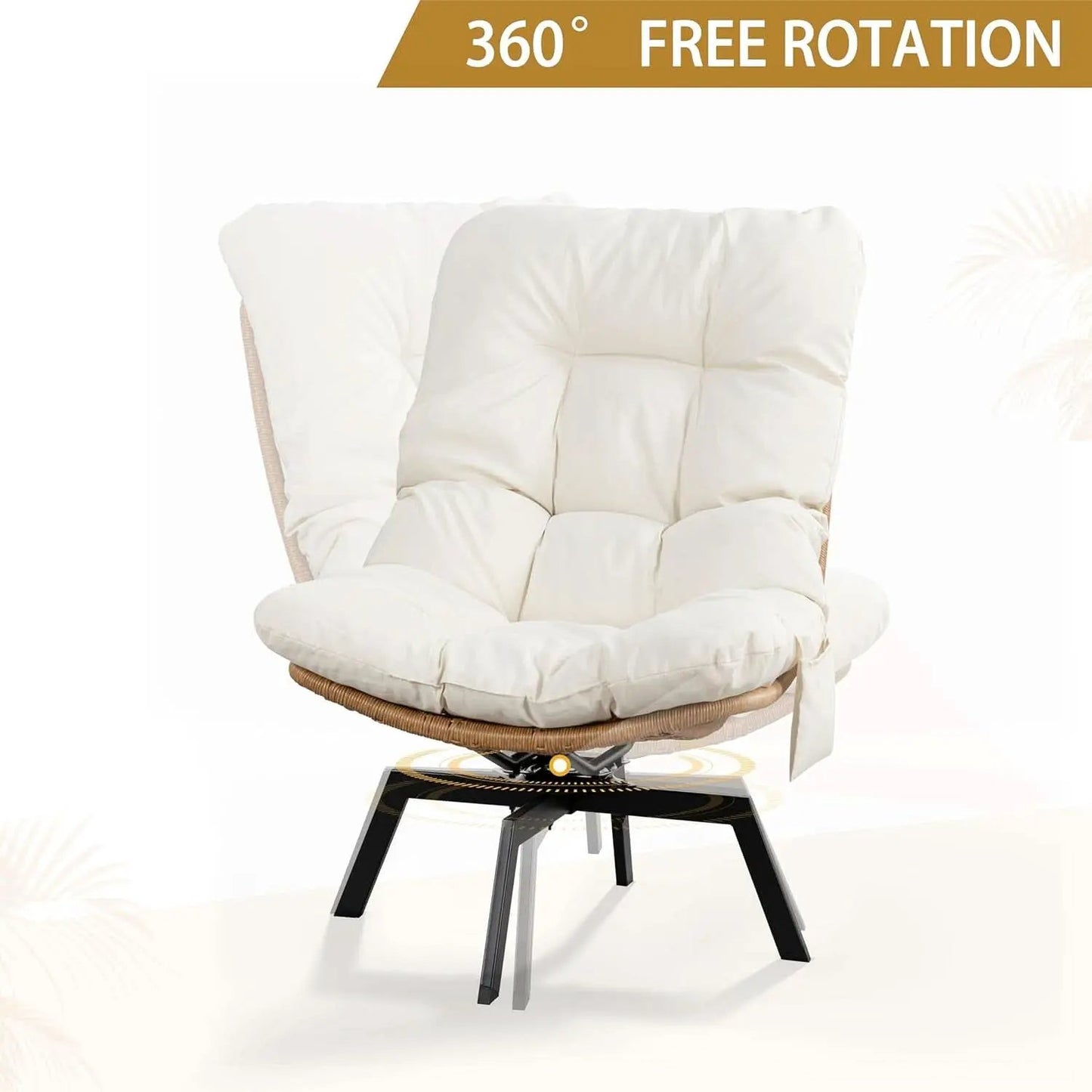 Beige Swivel Accent Chair With Oversized Cushioning from PriceLows™