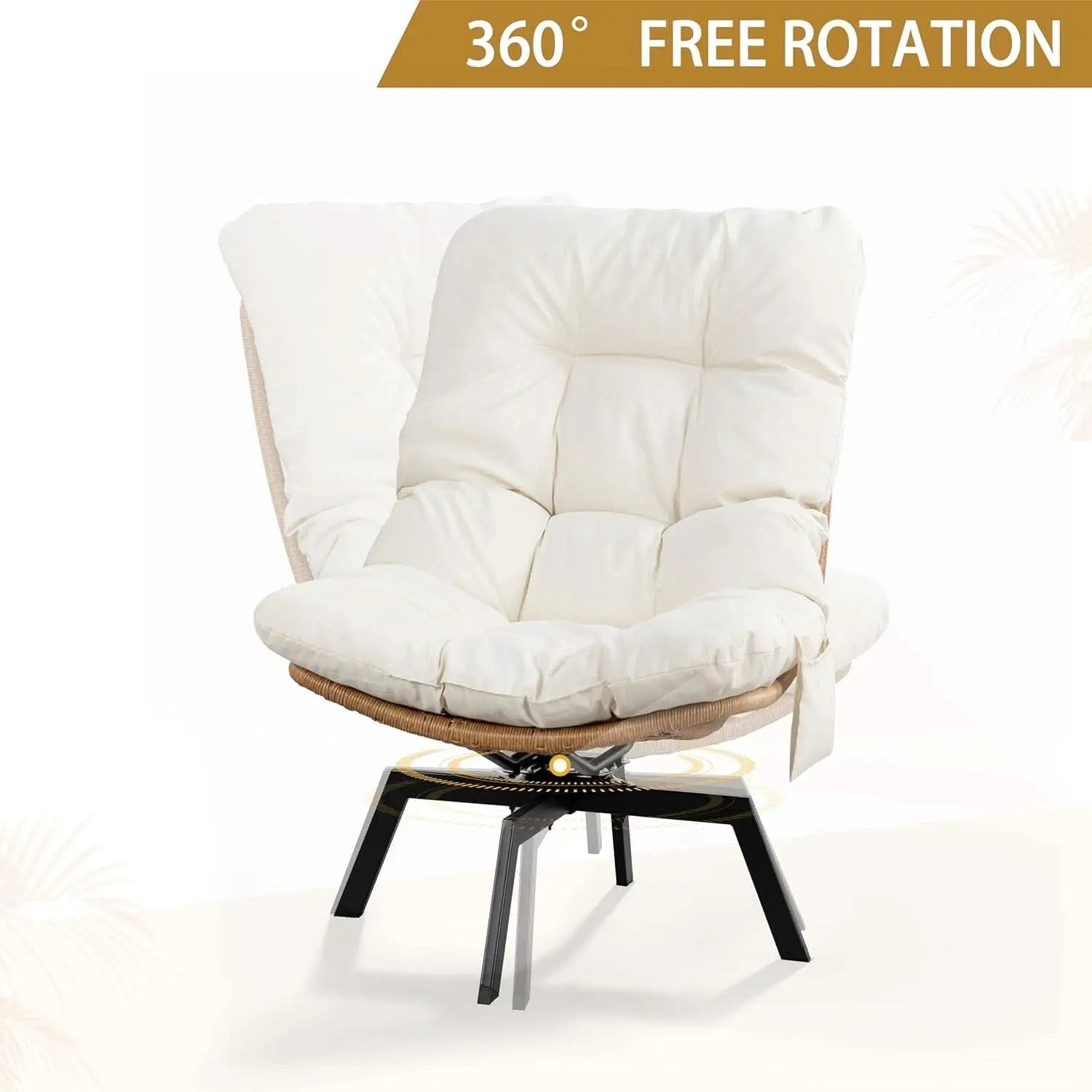 Beige Swivel Accent Chair With Oversized Cushioning from PriceLows™