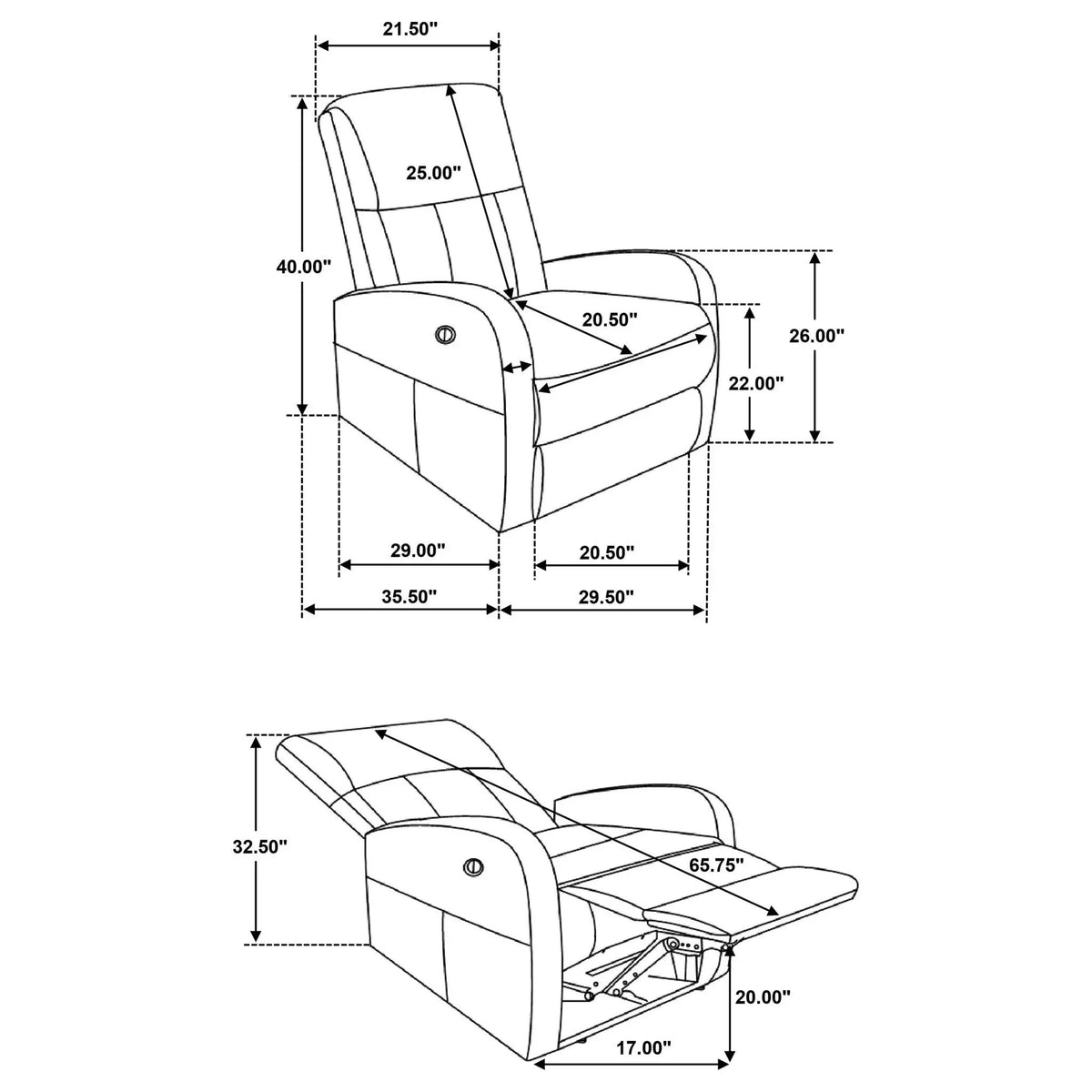 Meglia Power Recliner Chair | Button-Operated Reclining | Rounded Arms | Contemporary Neutral Design