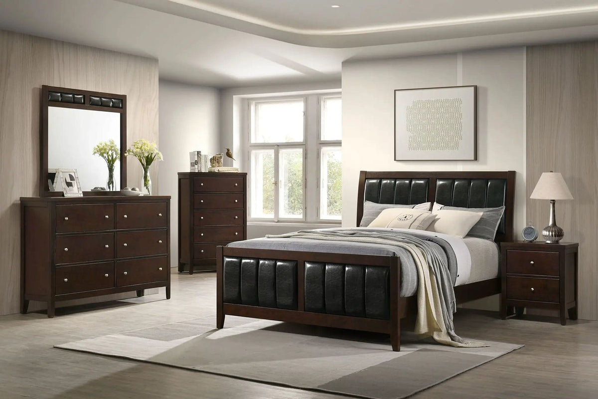 Carlton 5-piece Eastern King Bedroom Set | 5-Piece Set | Solid Wood & Veneer | Cappuccino
