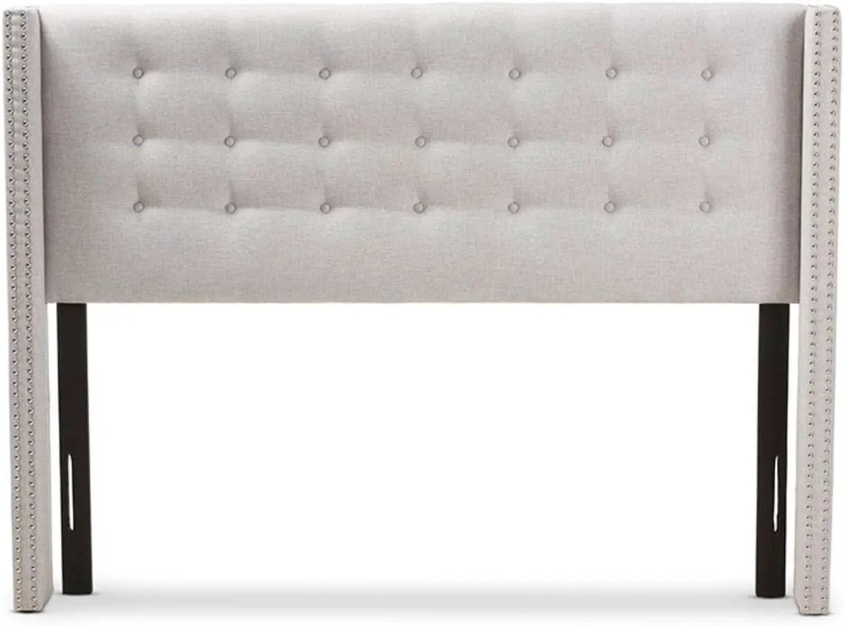 Modern Greyish Beige Winged Tufted Fabric Queen Headboard from PriceLows™