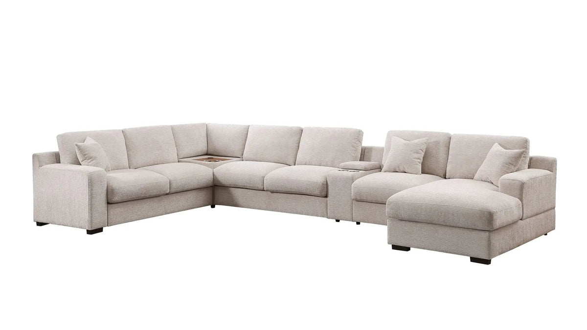 Celine Fabric Corner Sectional Sofa With Right-Facing Chaise, Cupholders, And | 3 Pieces | Fabric | Living Room