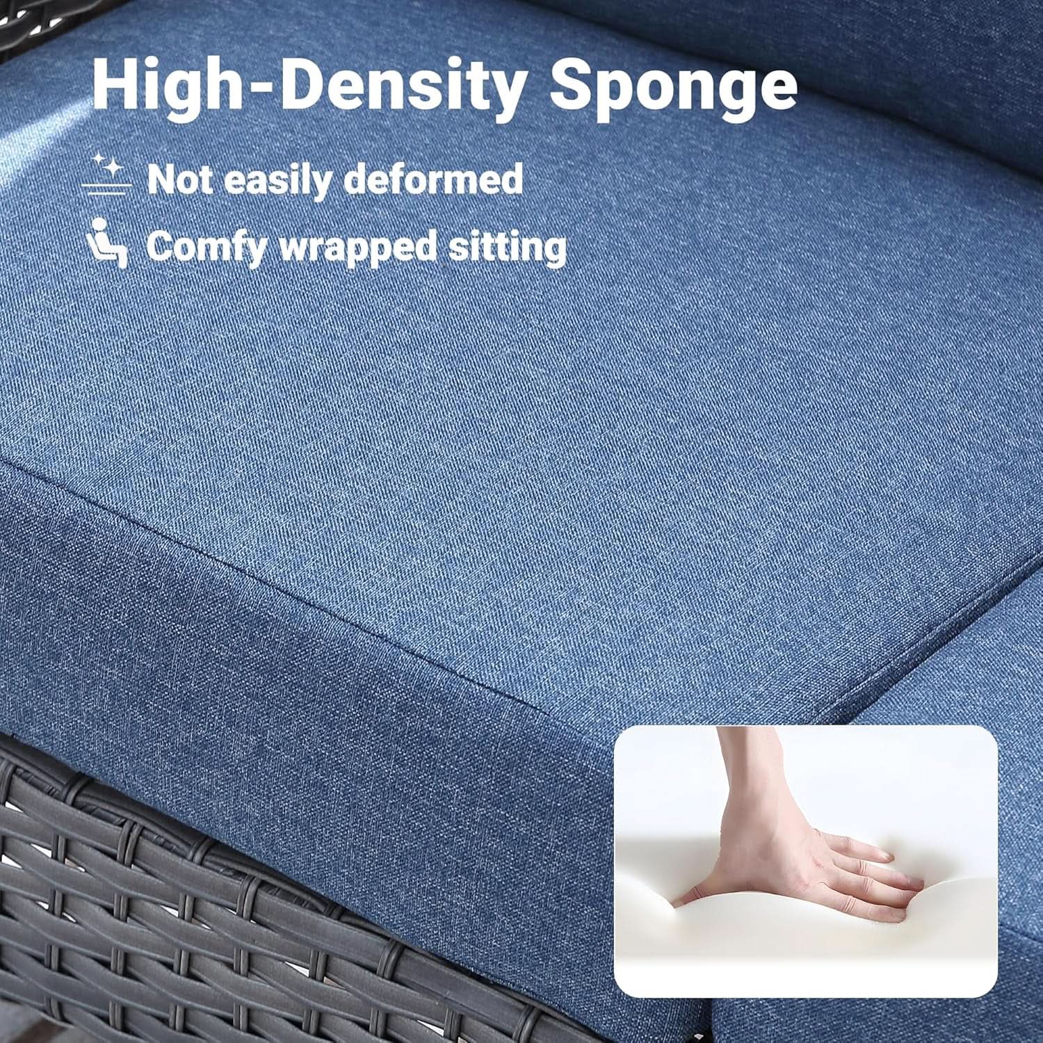 Denim Blue 4 Piece Outdoor Patio Furniture Set Cushions from PriceLows™