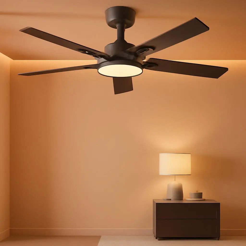 52 Inch Black Ceiling Fan With Remote Integrated Light from PriceLows™